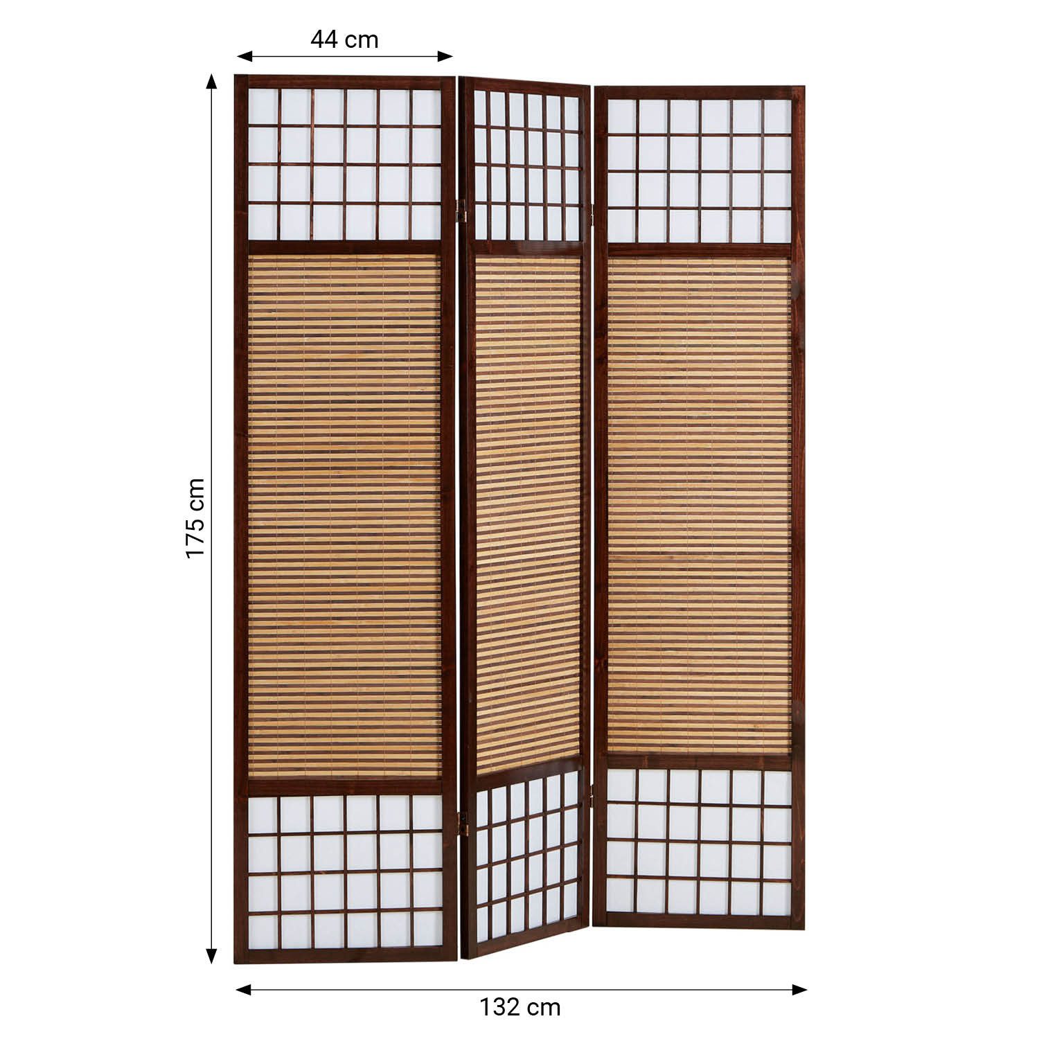Homestyle4u Paravent Raumteiler Braun Holz Spanische Wand Sichtschutz Indoor Bambus Schwarz (3-teilig), Trennwand, faltbar