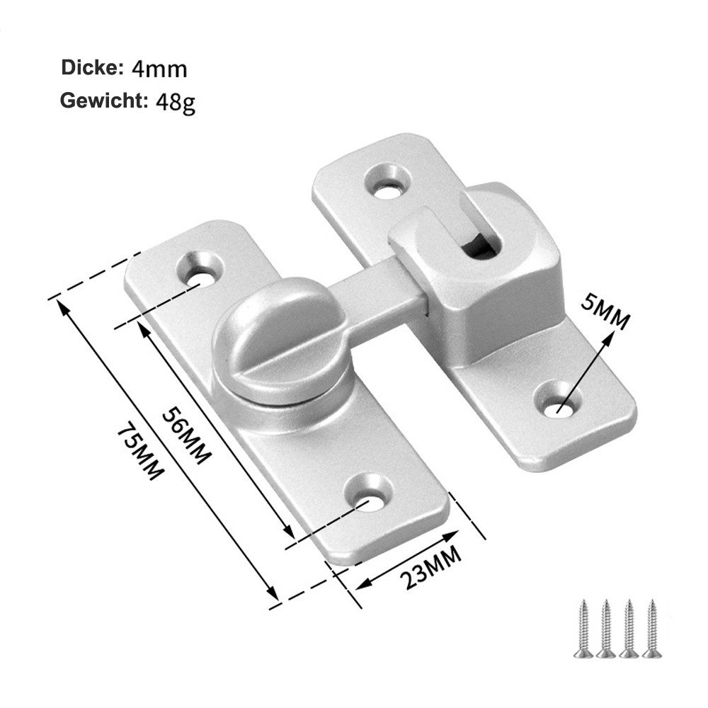 Auledio Türriegel 2er-Pack Türverschluss Riegel, Schiebetür Riegel, (2-tlg), Schnellverschluss Riegel, Fenster Verriegelung für Bad, Schuppen – Bild 2 von 5