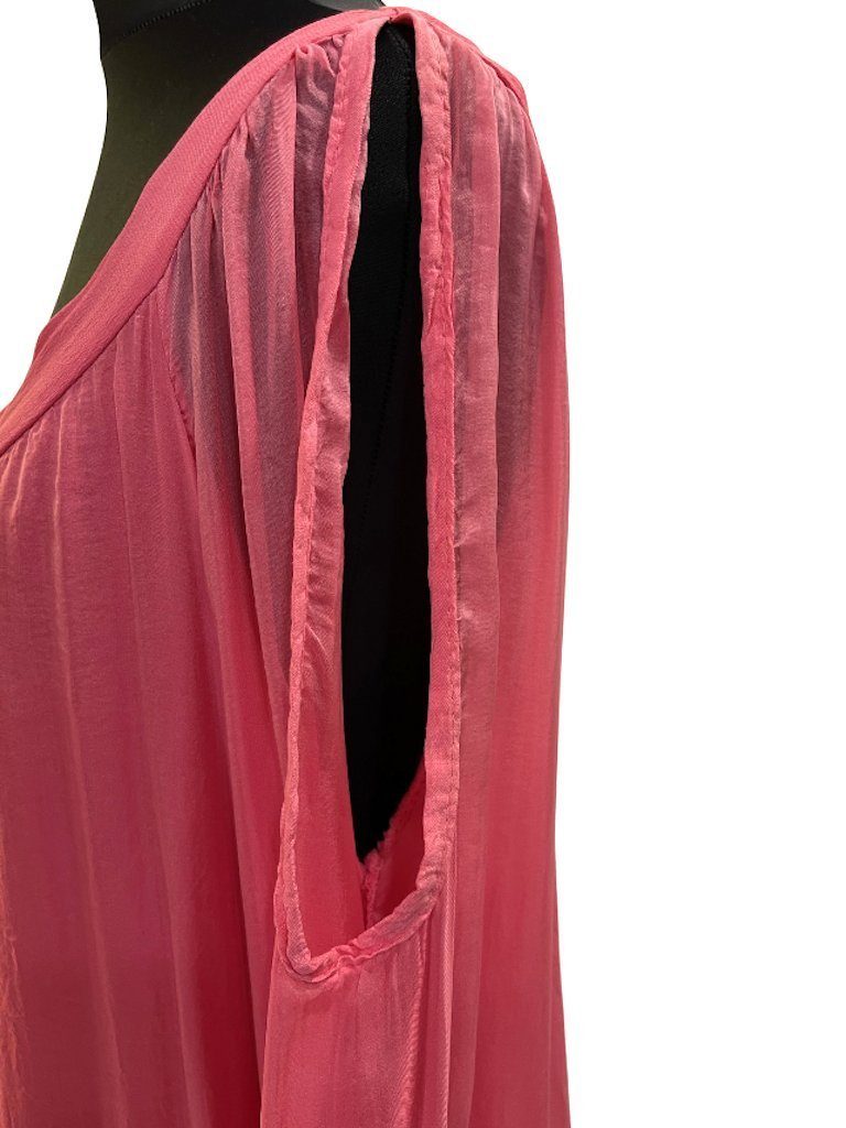 Sommerkleid Häkeldetails Empire Ibiza Pink BZNA Seidenkleid