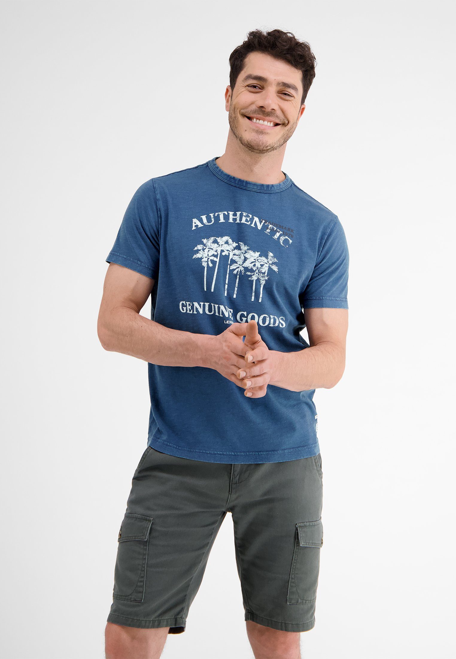LERROS T-Shirt LERROS T-Shirt mit Frontprint TRAVEL BLUE