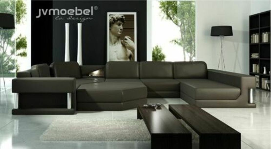 JVmoebel Ecksofa, Sofas Wohnlandschaft Design Ecksofa Leder Neu U Form Sofa
