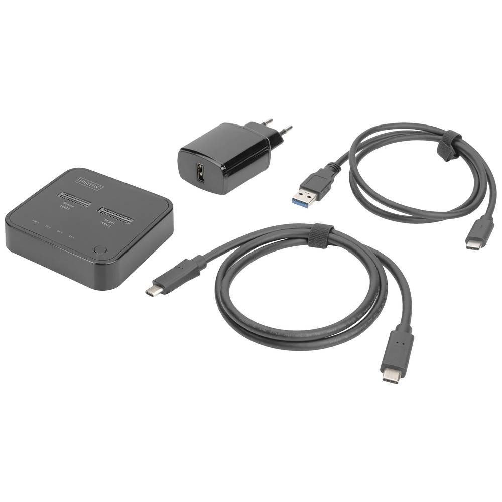 Digitus Festplatten-Dockingstation Dual M.2 NVMe SSD Docking Station mit Offline-Klonfunktion DA-71545, mit Clone-Funktion