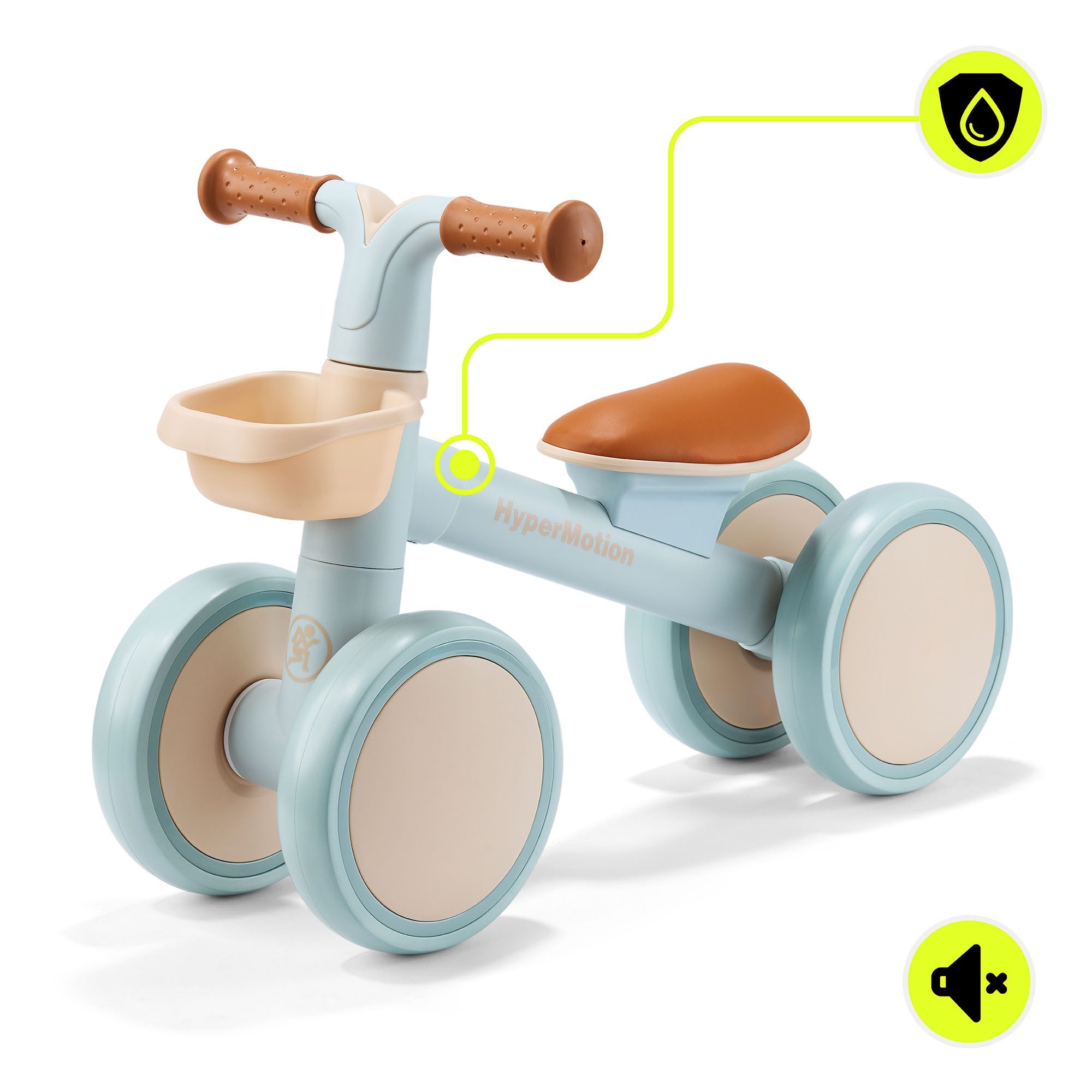 HyperMotion Kinderfahrrad HyperMotion TOBI MINI Laufrad 4-rädrig mit Korb, blau – Bild 5 von 5