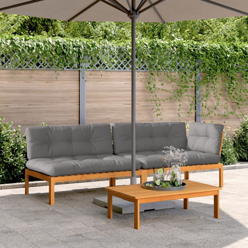 vidaXL Loungesofa 3-tlg. Garten-Sofagarnitur aus Paletten mit Kissen nholz, 1 Teile
