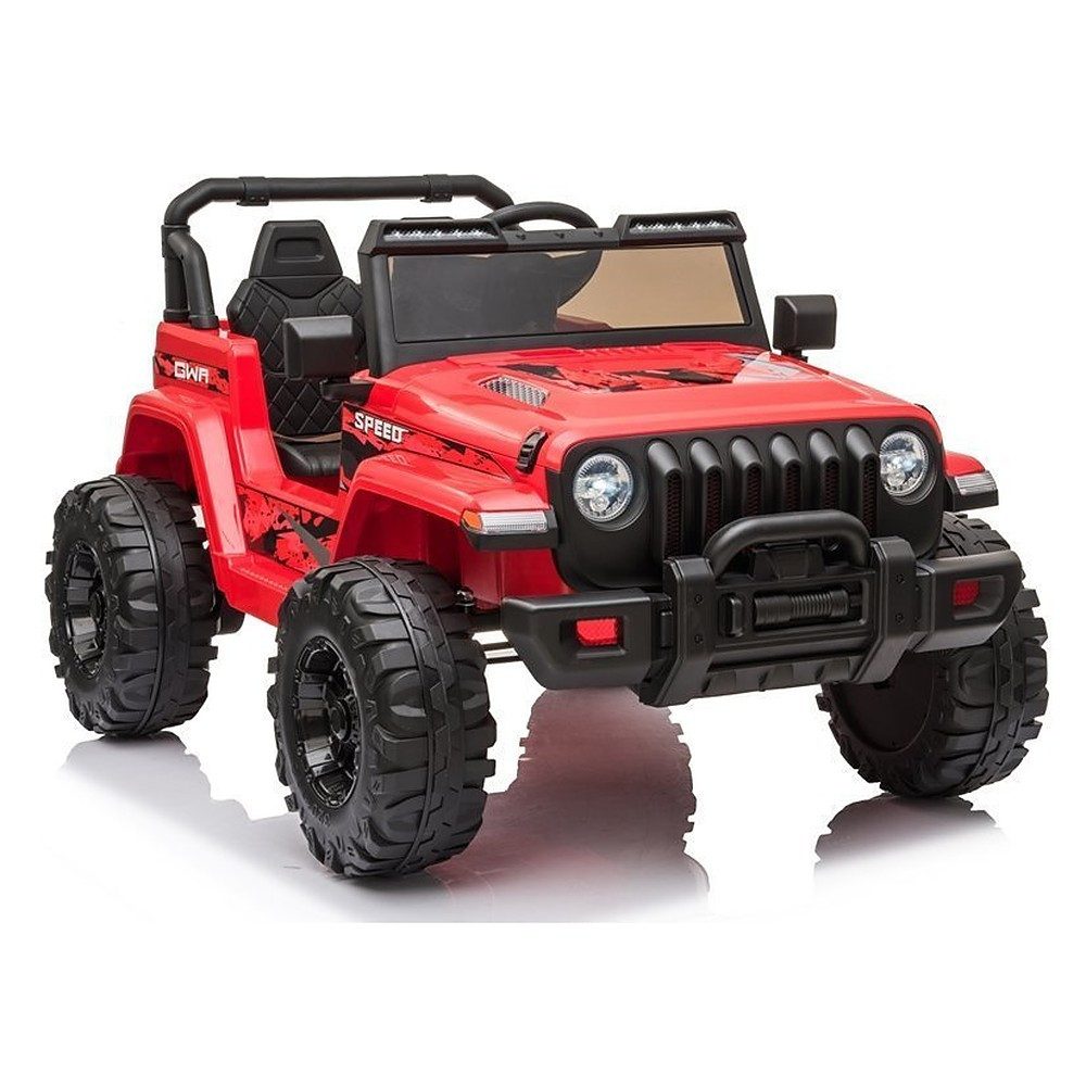 LEAN TOYS Elektro-Kinderauto Kinderfahrzeug Elektroauto Geländewagen, (1-tlg), LED-Scheinwerfer, Lichtleisten, Überrollbügel, Offroad-Räder