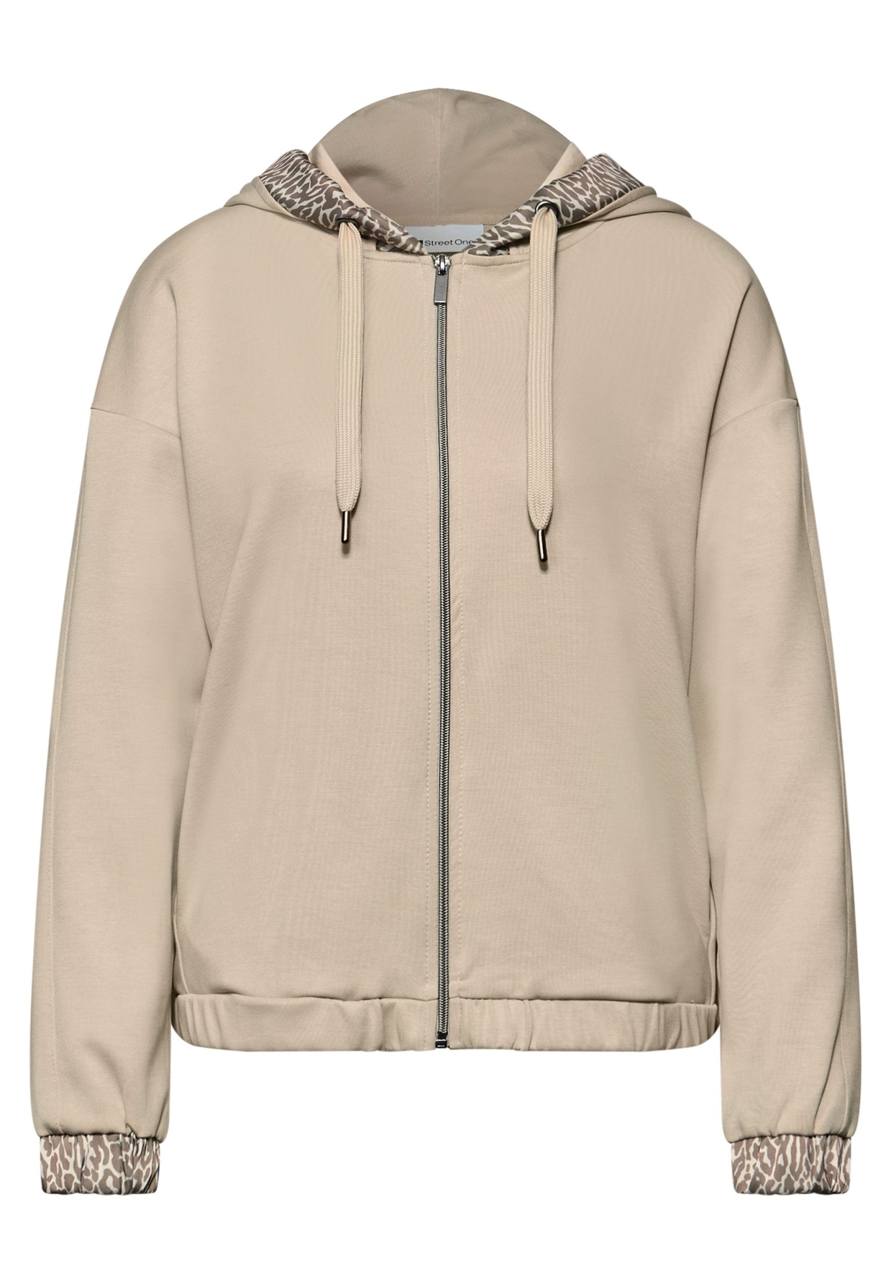 STREET ONE Sweatjacke silk look hoody jacket w.print günstig online kaufen