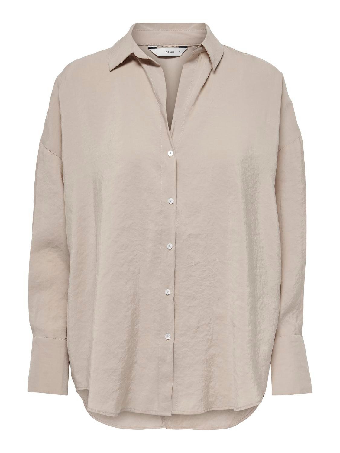 Blusenshirt locker geschnitten Langarm Knopfleiste