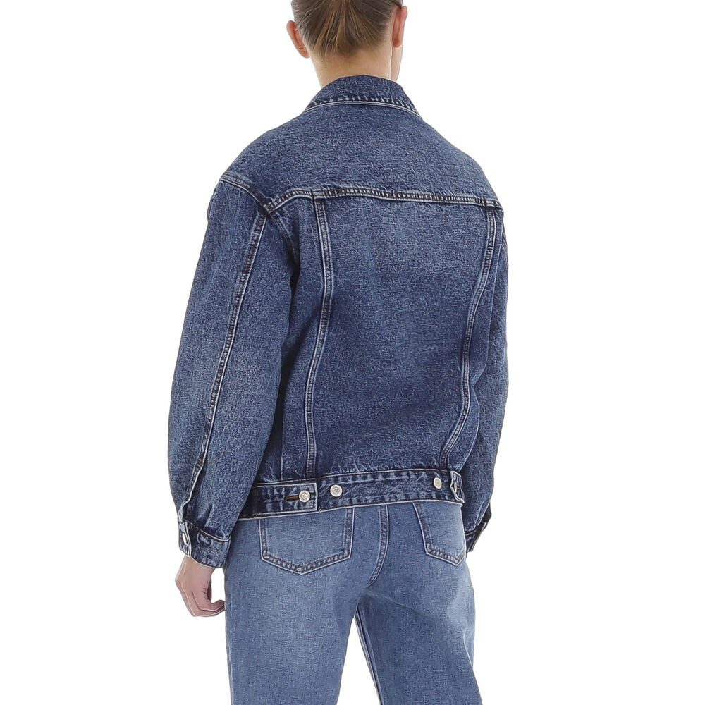 Ital-Design Jeansjacke Damen Freizeit Used-Look Jeansjacke in Blau