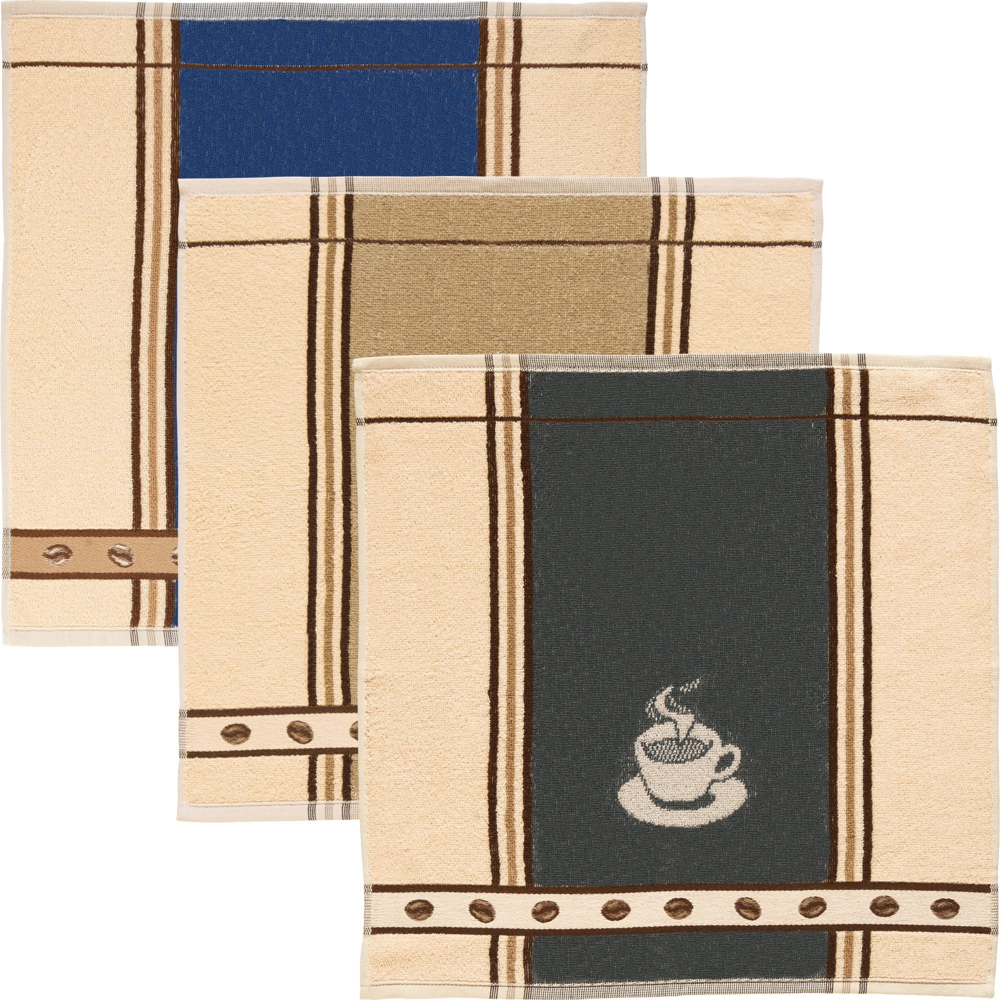 Kracht Geschirrtuch Frottier-Geschirrtuch "Espresso" 3er-Pack, Baumwolle Mo günstig online kaufen