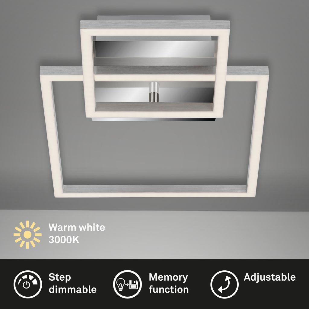 Briloner Leuchten Wandleuchte 3118-018, Dimmfunktion, LED fest integriert, 2700K - Extra-Warmweiß, Deckenlampe dimmbar und schwenkbar 3000K Lampe für Wohnzimmer