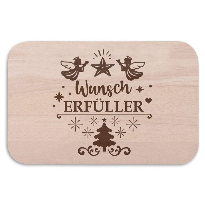 GRAVURZEILE Schneidebrett Frühstücksbrettchen - Wunscherfüller - Geschenk zum Heiligenabend Holz (Kein Set)