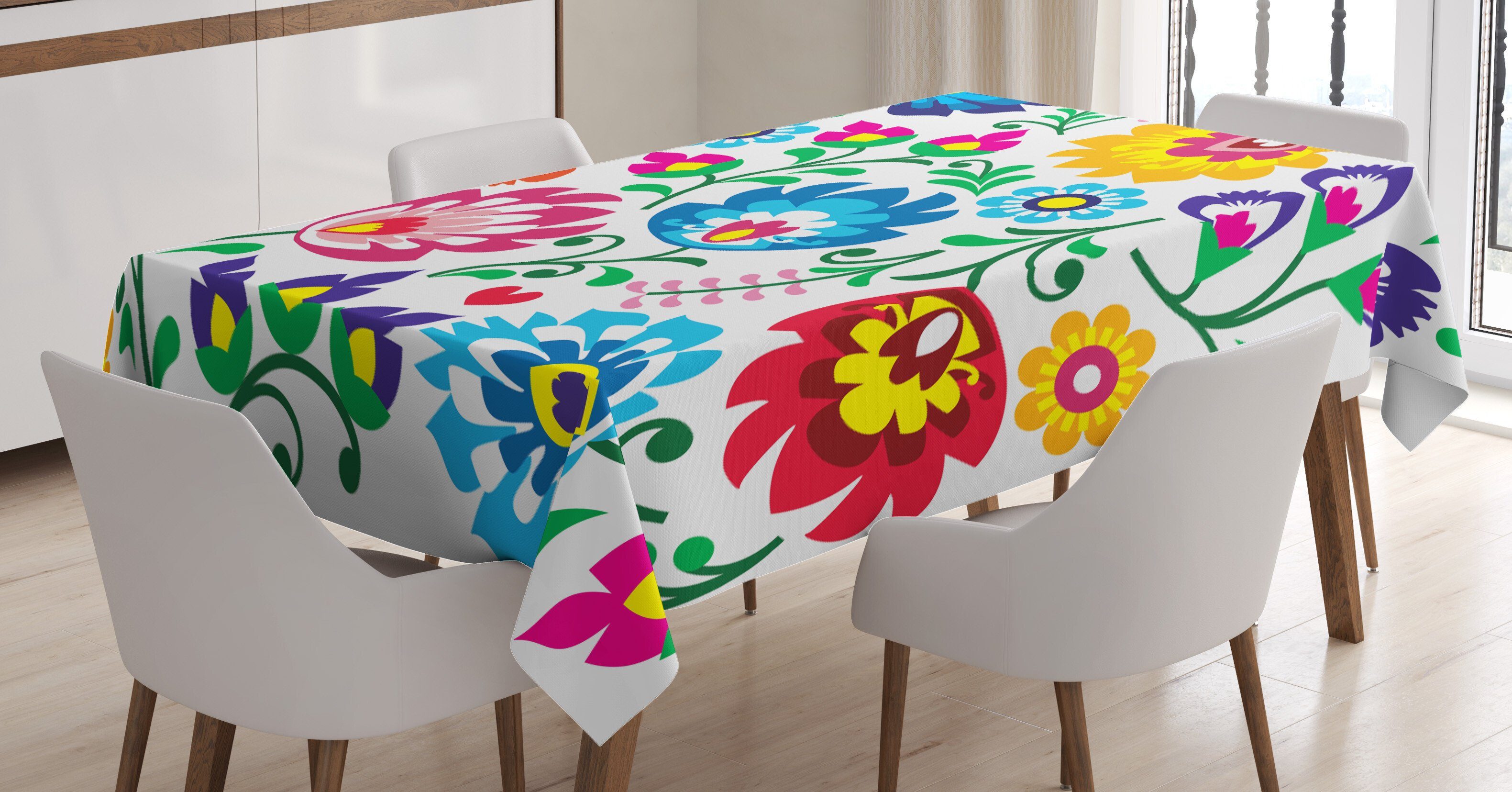 Abakuhaus Tischdecke Farbfest Waschbar Für den Außen Bereich geeignet Klare Farben, Polnische Volkskunst europäisch