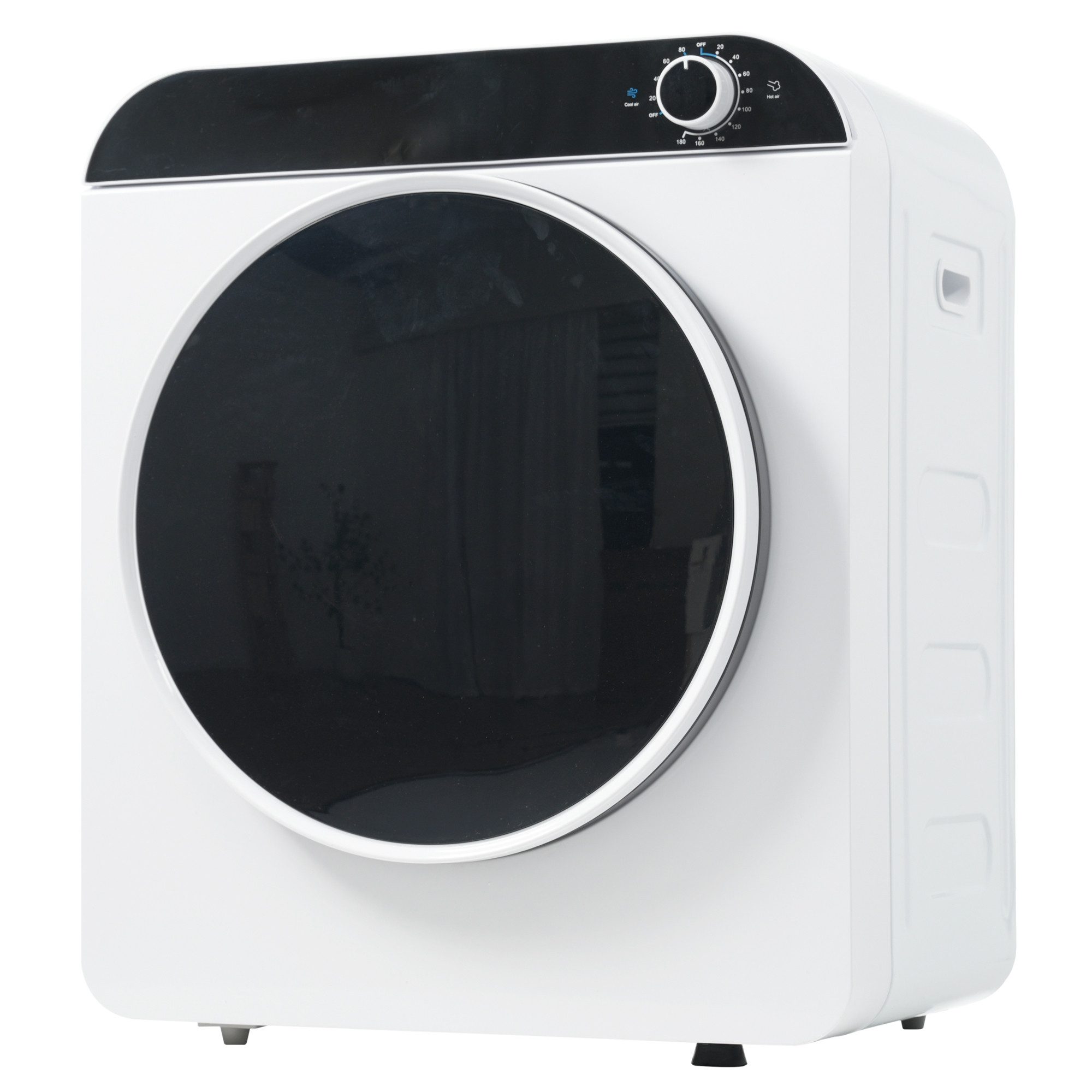 Merax Ablufttrockner GL-JH35W Mehrfachfiltration, Überhitzungsschutz, freistehend/hängend, 62 dB, Mini Wäschetrockner mit Edelstahltrommel, 4 Programme mit Kühlphase