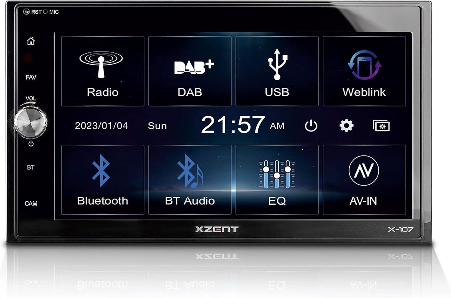 Xzent X-107 2-DIN Autoradio Multimediasystem DAB+ Bluetooth USB 4x45 Watt Autoradio