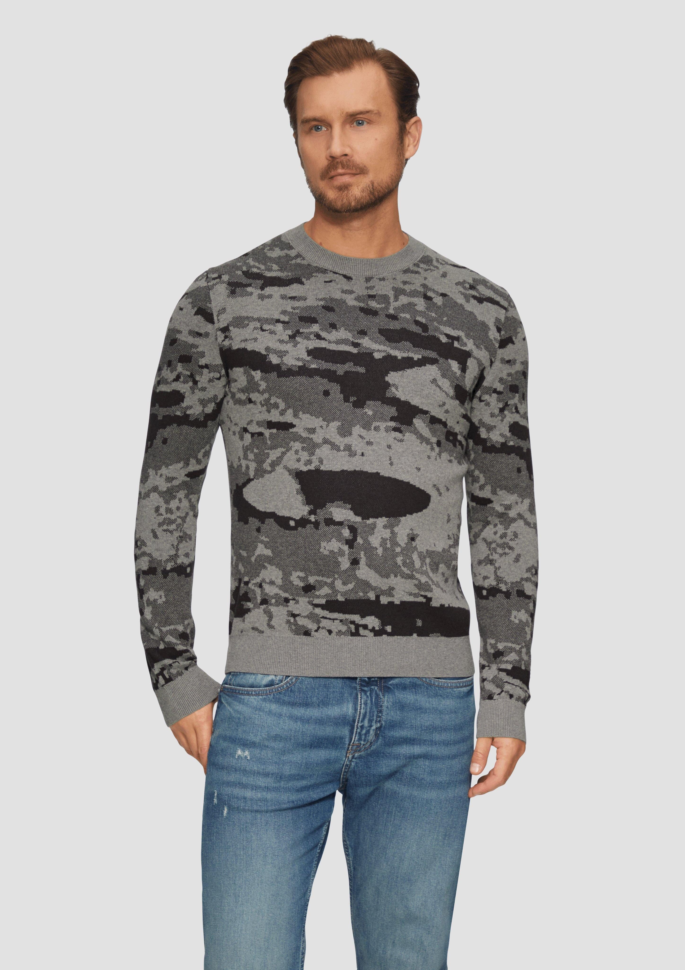 Strickpullover Jacquard-Pullover aus Baumwollstrick