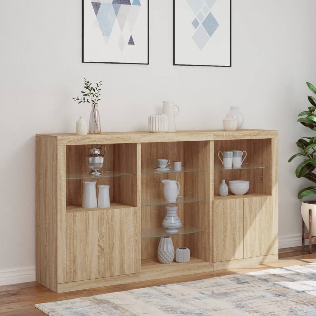 vidaXL Sideboard Sideboard mit LED-Leuchten Sonoma-Eiche 181,5x37x100 cm (1 St)