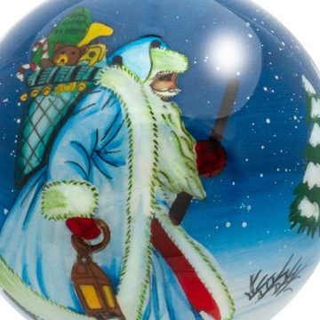 SIKORA Christbaumschmuck SIKORA K08-48 Weihnachtsmann mit Laterne Glaskugel Weihnachtskugel Innenglasmalerei D: 7,5 cm