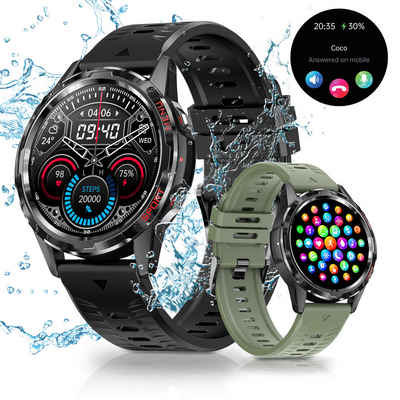 HYIEAR Smartwatch Damen Herren, 1,32" Touchscreen, IP67 wasserdicht Smartwatch Set, 1-tlg., Wird mit USB-Ladekabel geliefert., Sportarmbänder, Gesundheitsfunktionen, individuelle Zifferblätter