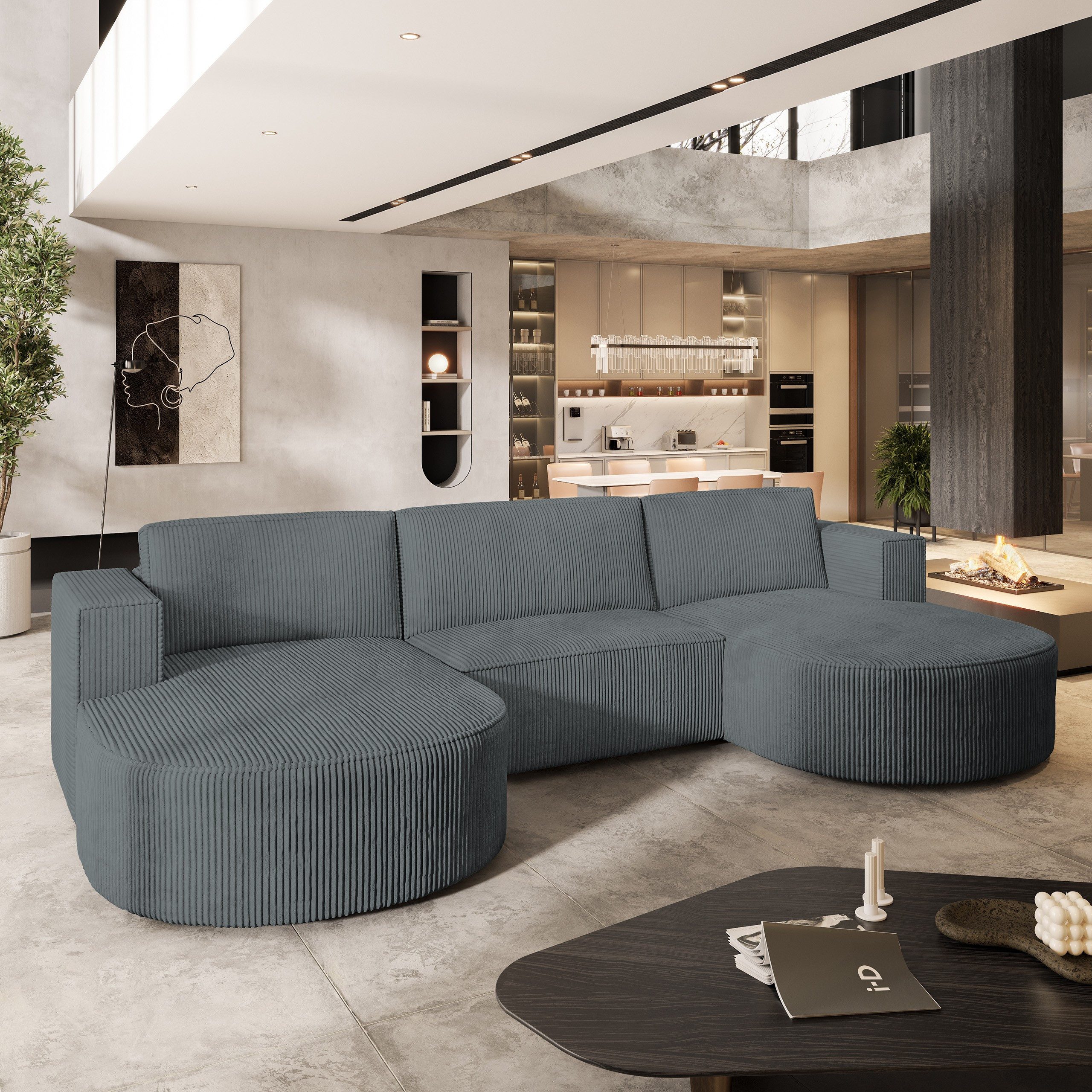 Masseno Ecksofa VEZZO mit Schlaffunktion U-Form, Sofa mit Bettkasten