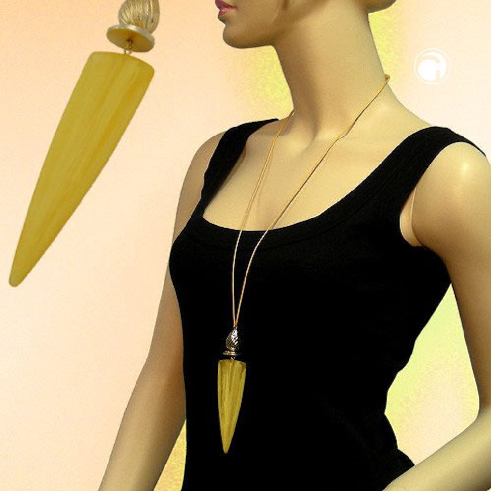 unbespielt Collier Kette Kunststoff-Dreieck gelb-marmoriert Kordel 100 cm, Modeschmuck für Damen
