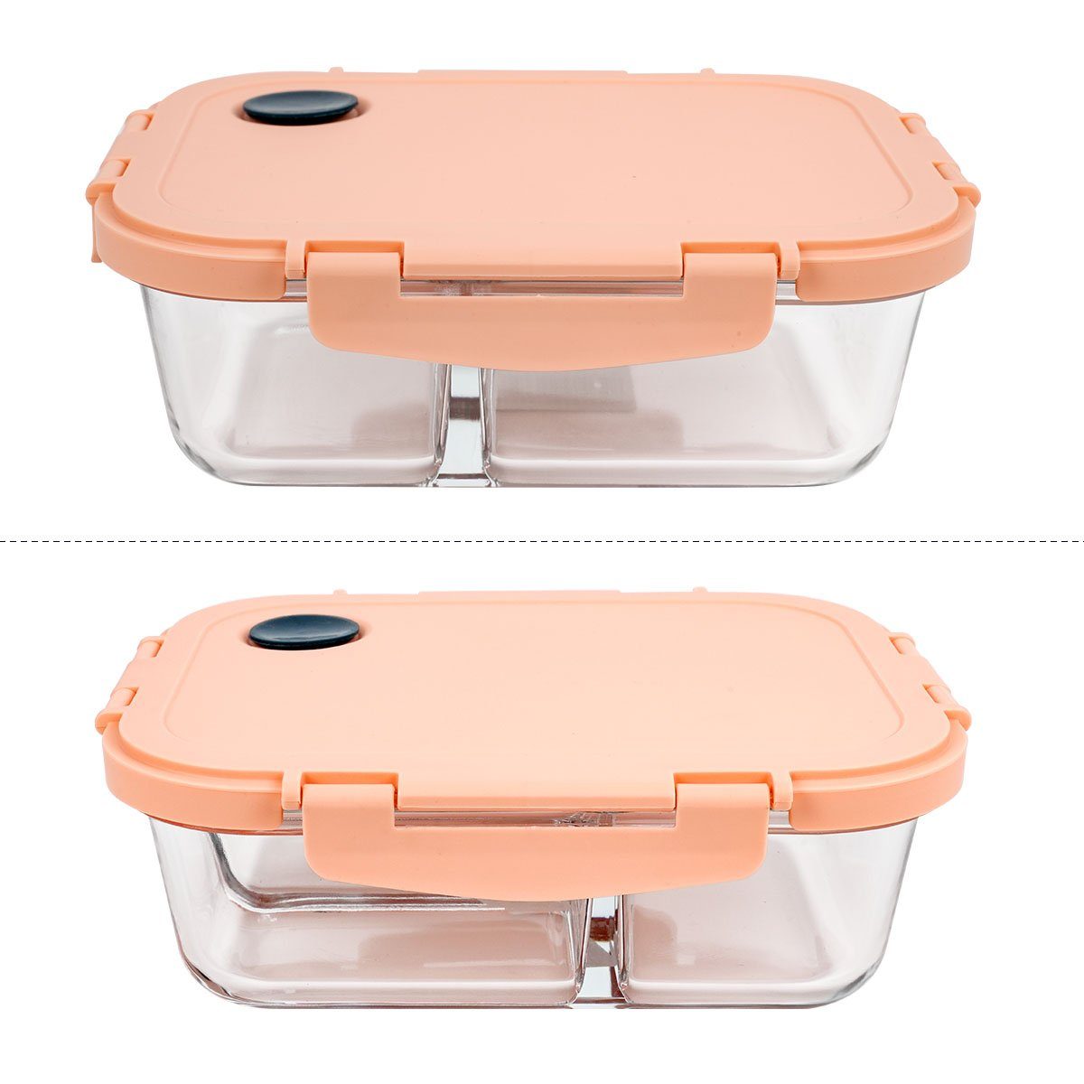 Geeignet Rosa Lunchbox (2-tlg), MULISOFT auslaufsicher, Spülmaschine Vorratsdosen, mit borosilikatglas, Frischhaltedose Backofen, Mikrowellen-Ventil, Galsfrischhaltedosen, für BPA-frei,