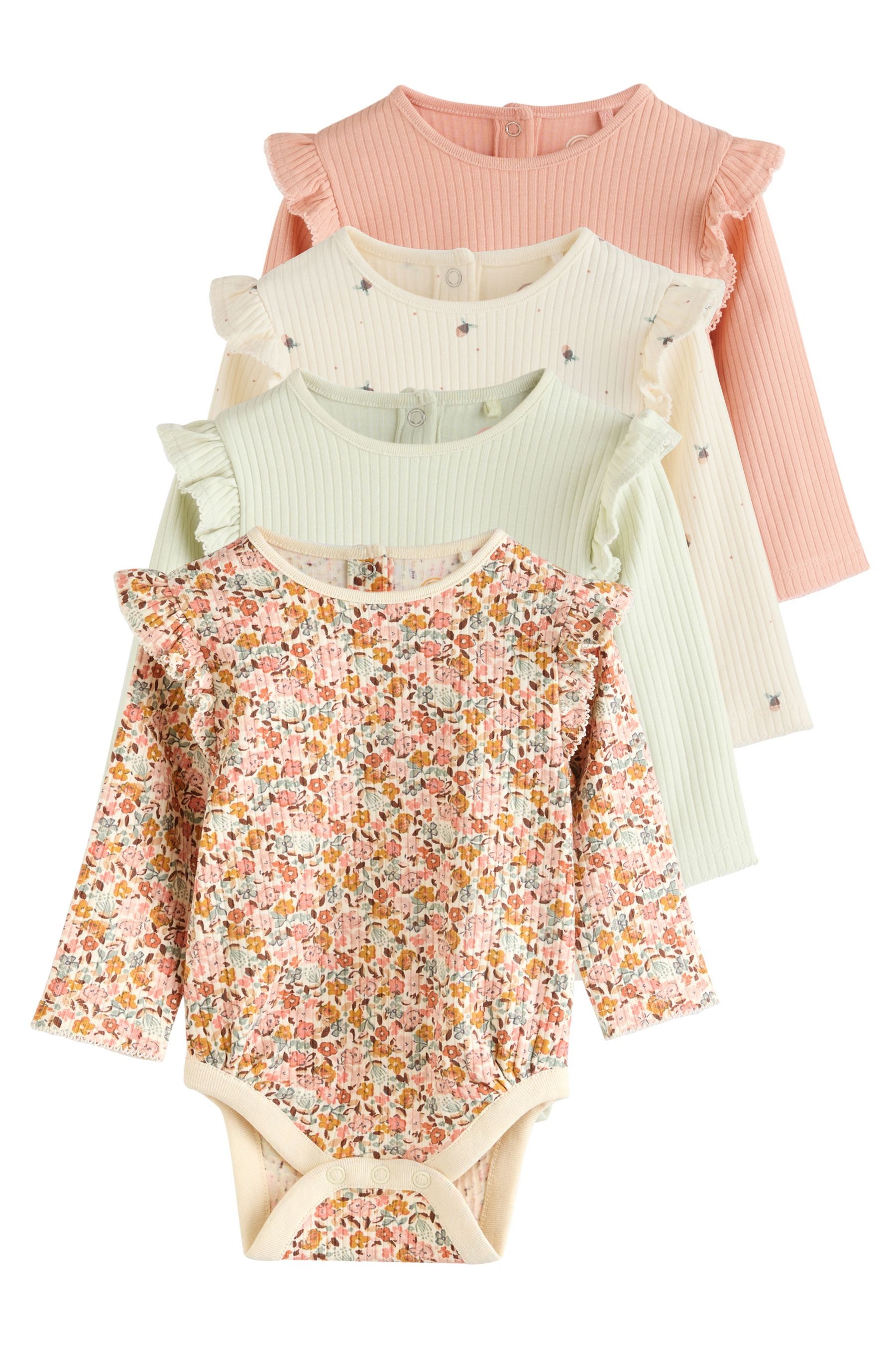 Next Langarmbody Baby Langarm-Bodysuits mit Rüschen im 4er-Pack (4-tlg)