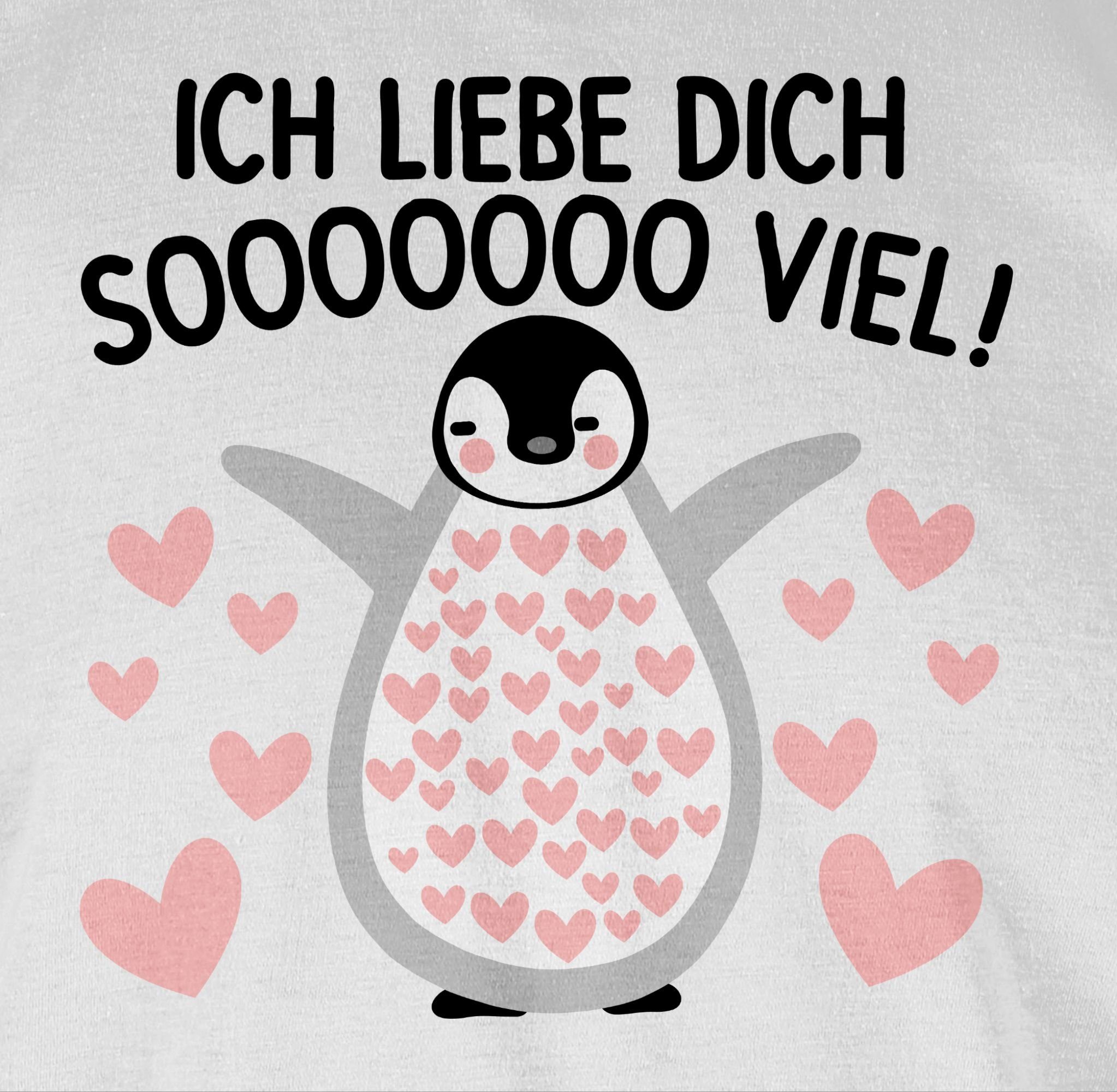 Shirtracer T-Shirt Ich liebe dich SOOOO viel Pinguin - Valentinstag so viel liebe Geschen Valentinstag Partner Liebe