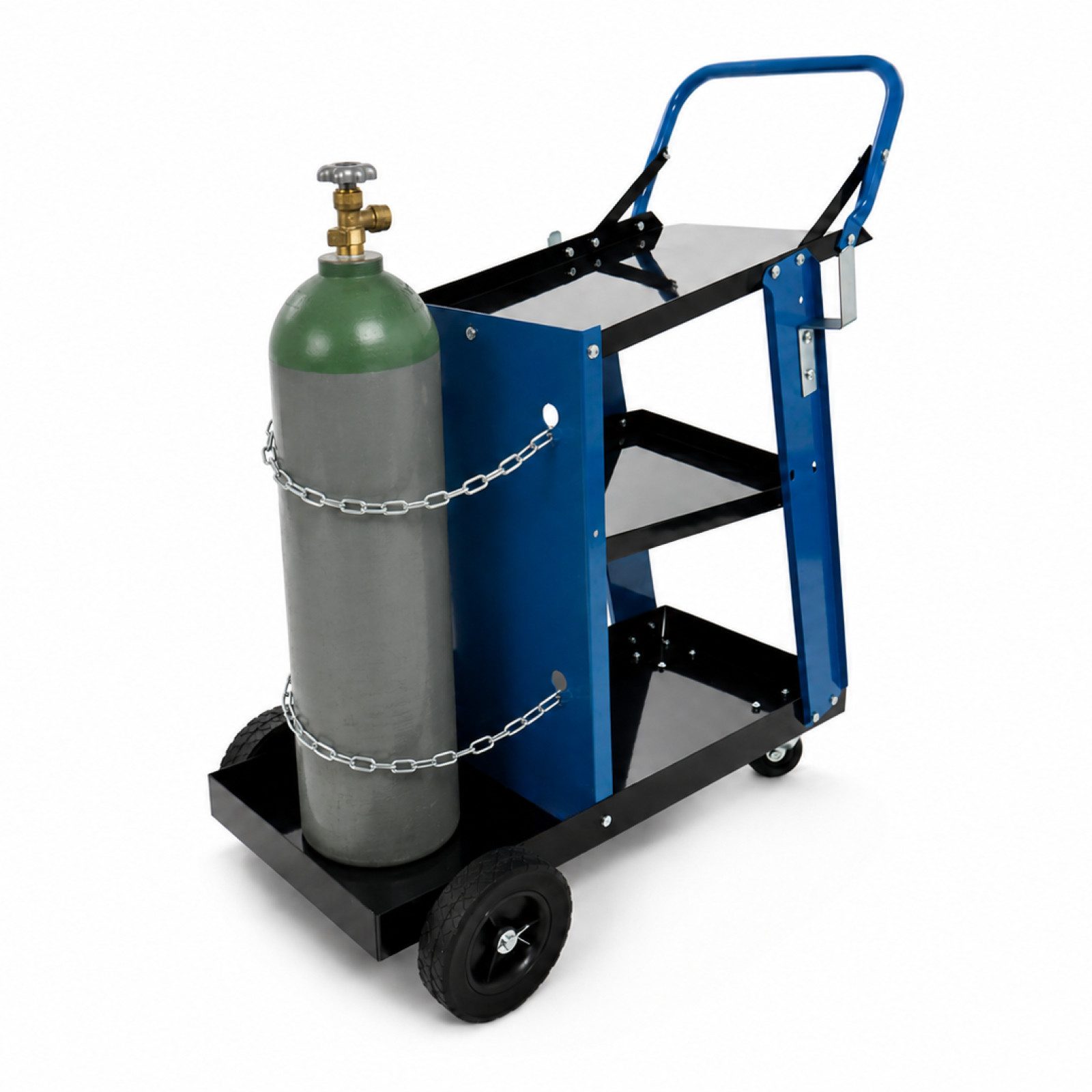 Bituxx Werkzeugwagen für Schweißerwerkzeug Schweißwagen Mobil Schwarz/Blau, (MS-20102), Belastbar bis 40kg, inklusive Kettensicherung