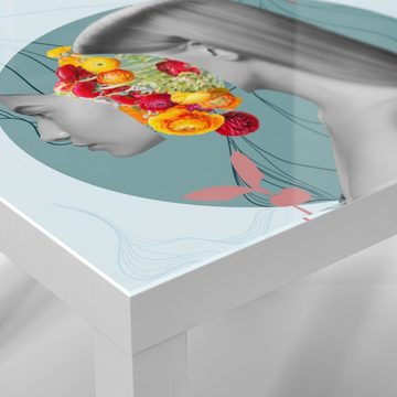 DEQORI Couchtisch 'Frau mit Blumen im Kopf', Glas Beistelltisch Glastisch modern