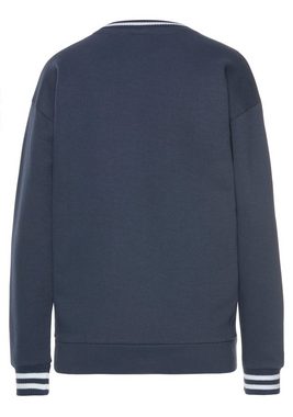 Buffalo Sweatshirt mit Kontrast-Rippbündchen und Druck, Loungeanzug