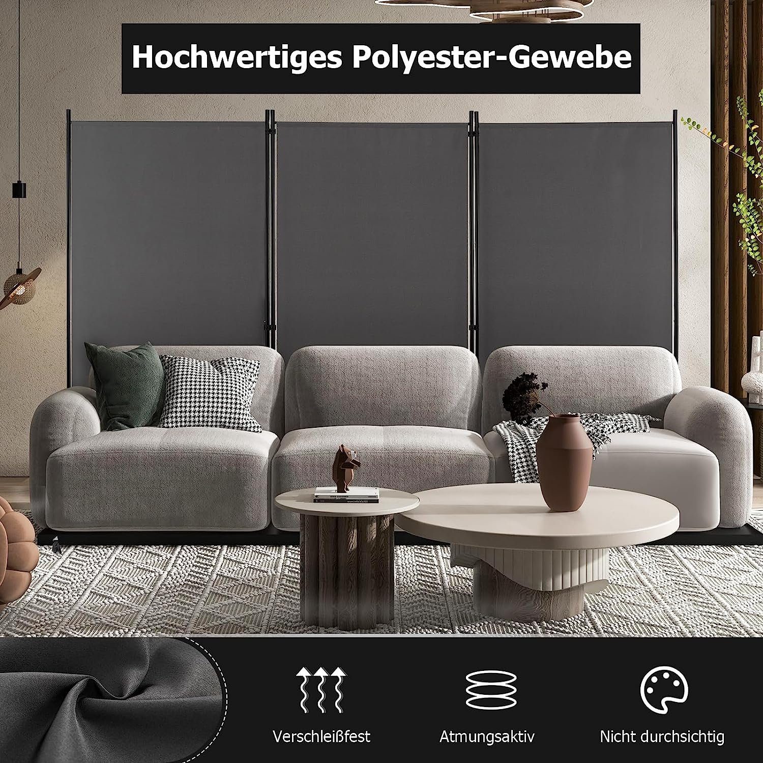 KOMFOTTEU Raumteiler Sichtschutz, 3-teiliger Faltbarer Trennwand günstig online kaufen