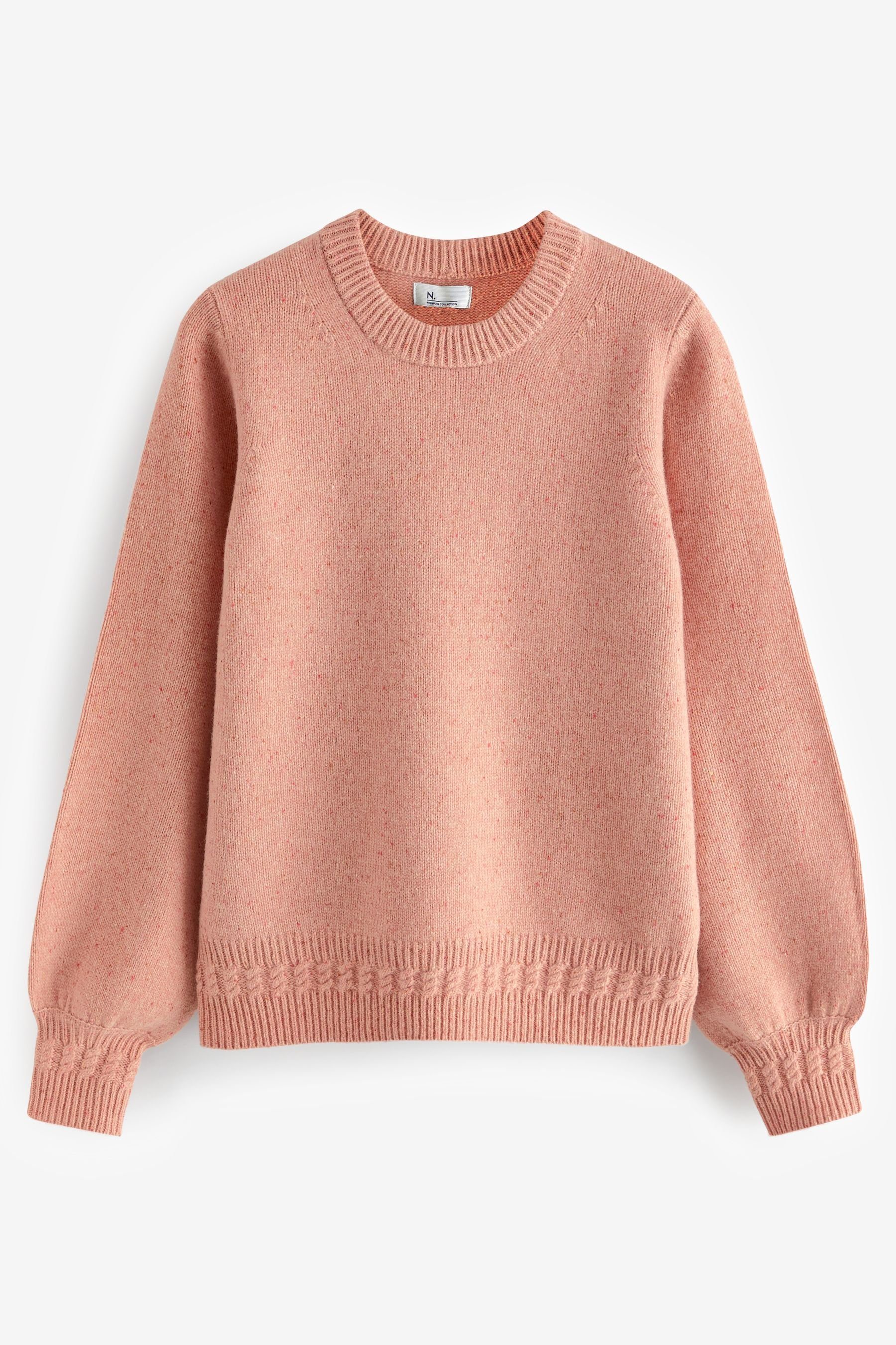 Next Rundhalspullover Premium-Pullover aus Noppengarn 100 % Wolle (1-tlg) Blush Pink