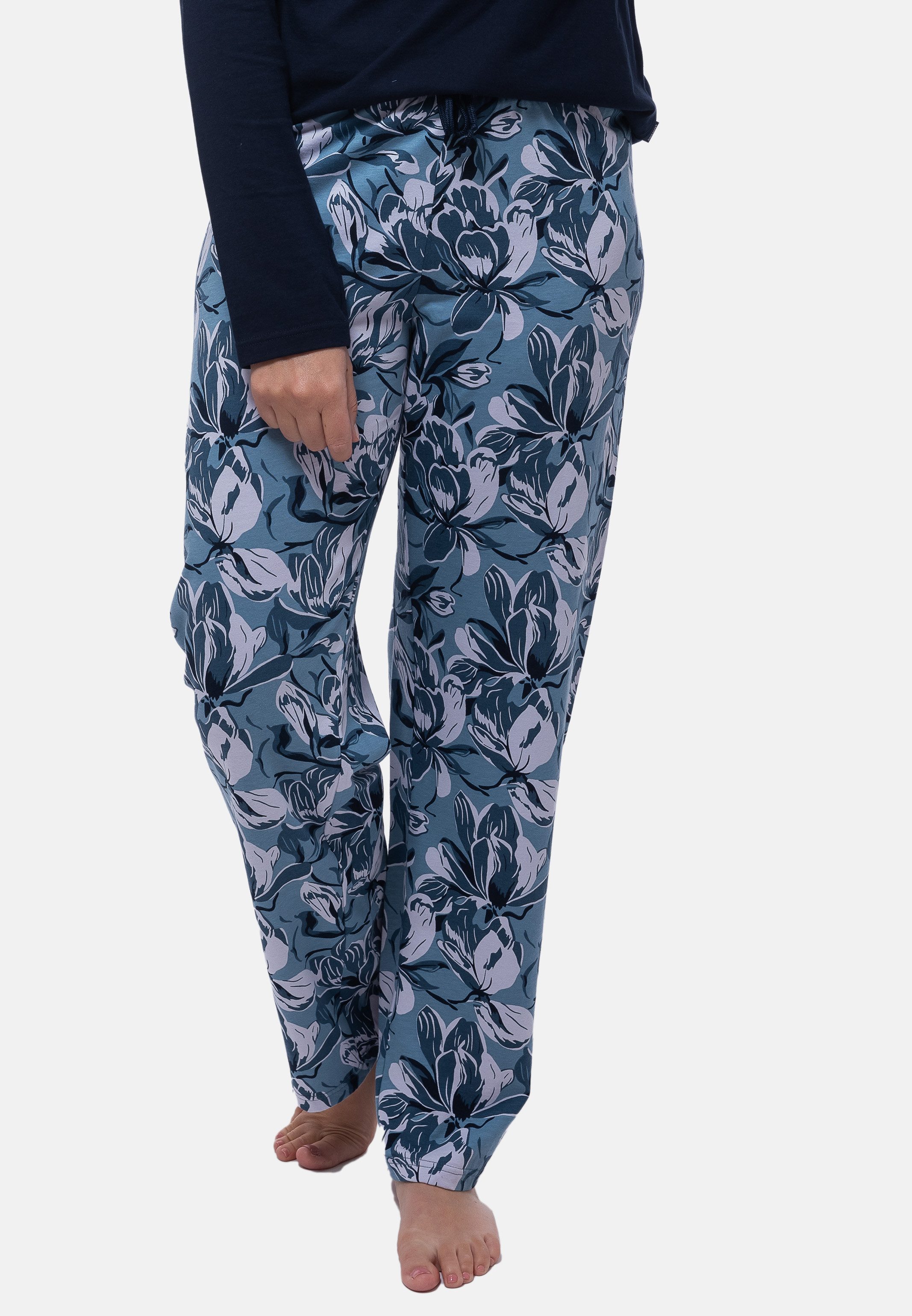 Ammann Schlafhose Mix & Match (1-tlg) Schlafanzug Hose - Baumwolle - Atmungsaktiv - Mit floralem Muster
