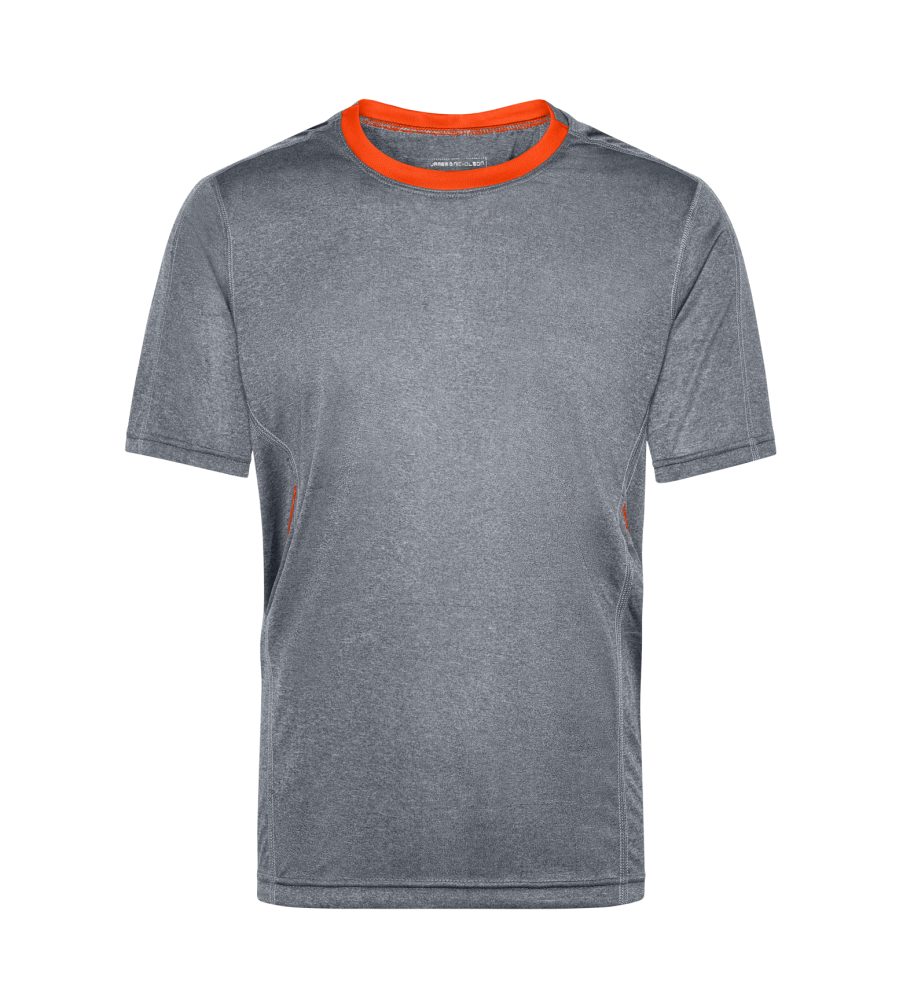 James & Nicholson Laufshirt Doppelpack Laufshirt 2er-Pack) Kurzarm und JN472 Feuchtigkeitsregulierend (Doppelpack, Herren Atmungsaktiv grey-melange/grenadine Running T-Shirt