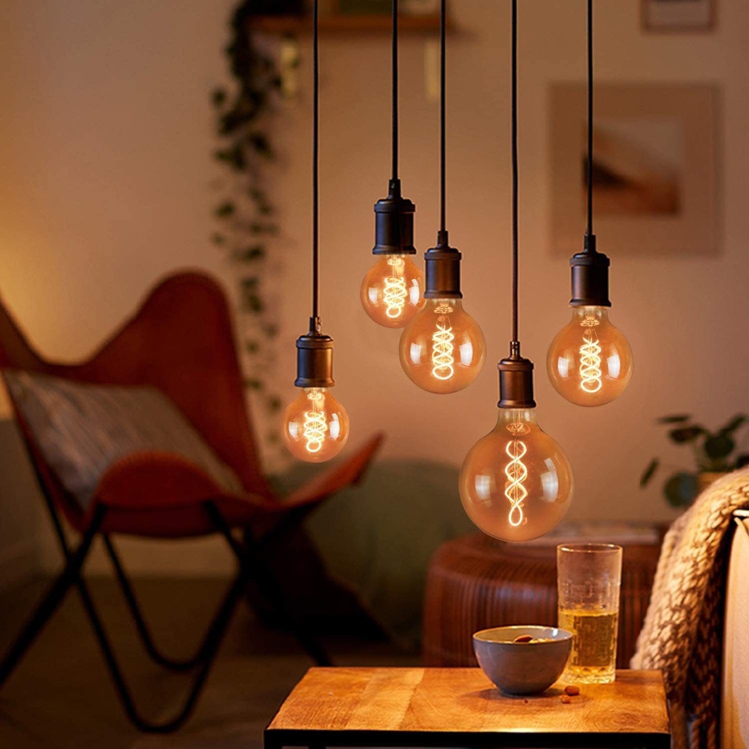 ZMH LED-Leuchtmittel Edison Glühbirne Glühlampe, Filament St., 3 Dekorative Retro G80 Birne Kugel Globelampen E27, 4W, Warmweiß 2200K-3500K