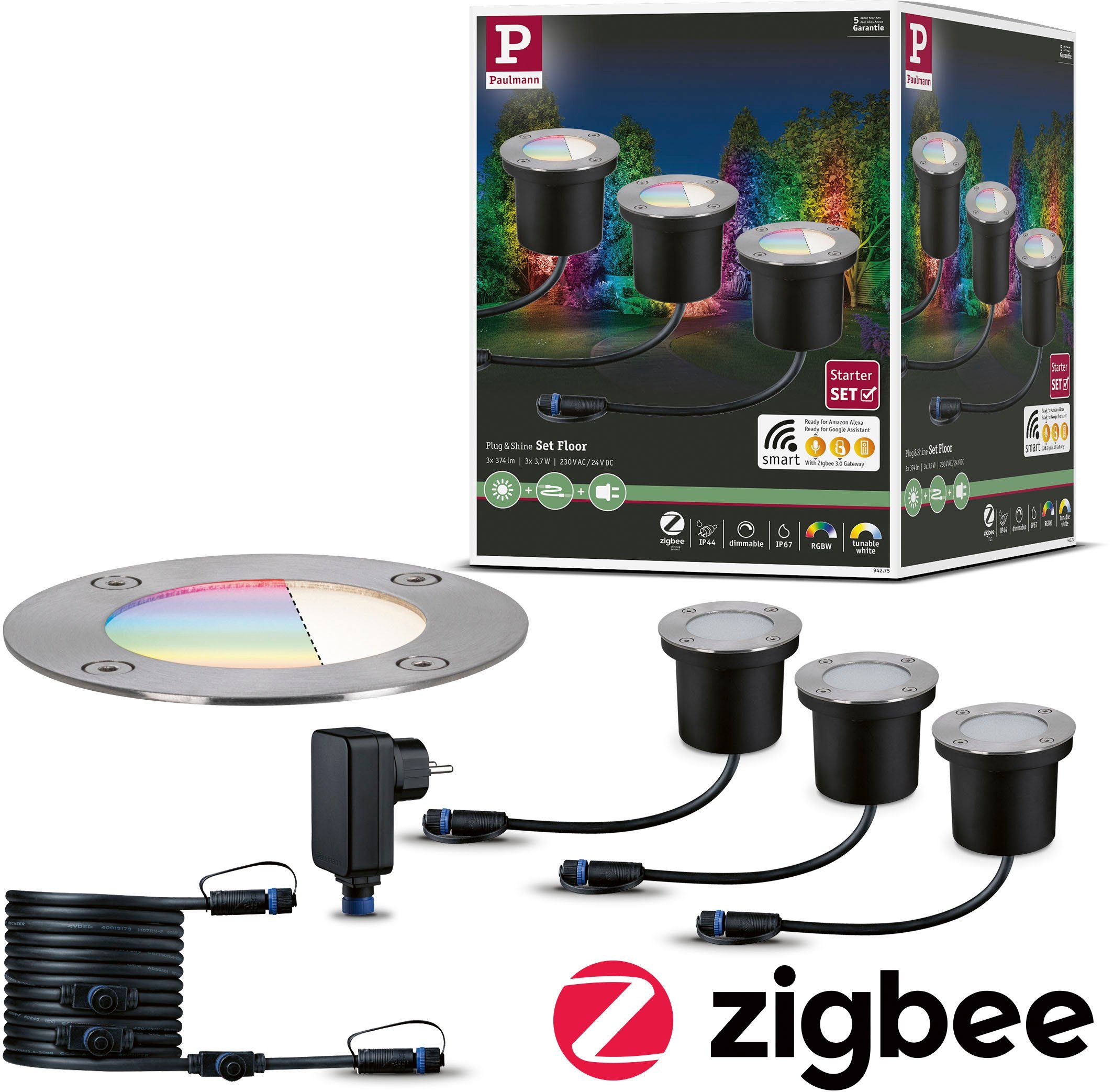 integriert, IP65 Shine mit Kombinierbar LED fest + Plug Plug 24V Einbauleuchte ZigBee, Paulmann Shine, RGBW LED & Leuchten Shine, Plug Warmweiß, Zubehörteilen allen & &