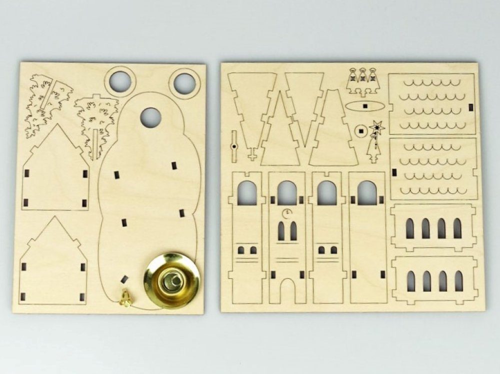 DeColibri Kreativset Bastelset Basteln Weihnachten Holz Kirche - Holzkunst aus Sachsen, (Bastelset), Made in Germany, aus Holz, bemalbar