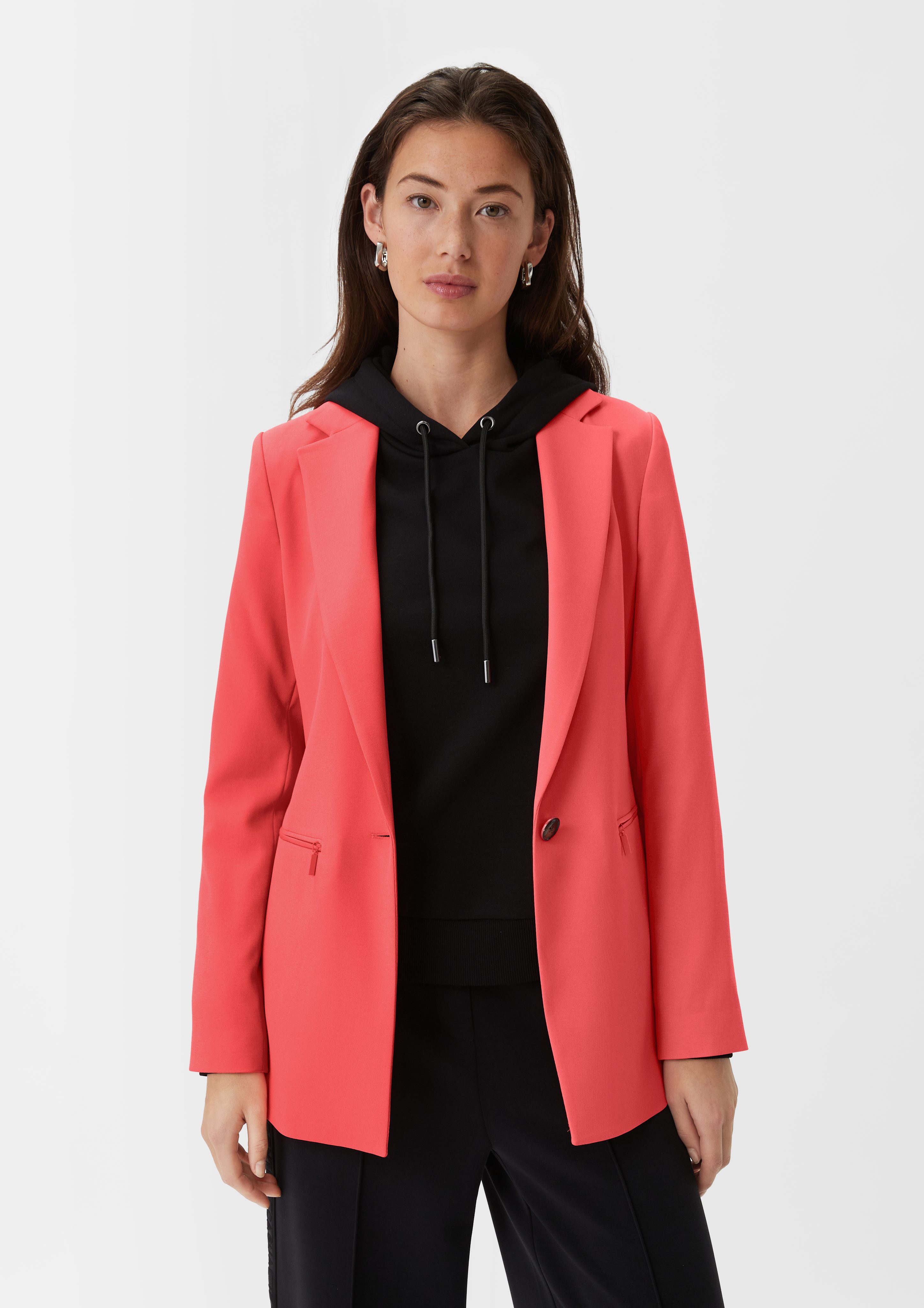 comma casual identity Blusenblazer Blazer mit Reißverschlusstaschen Logo