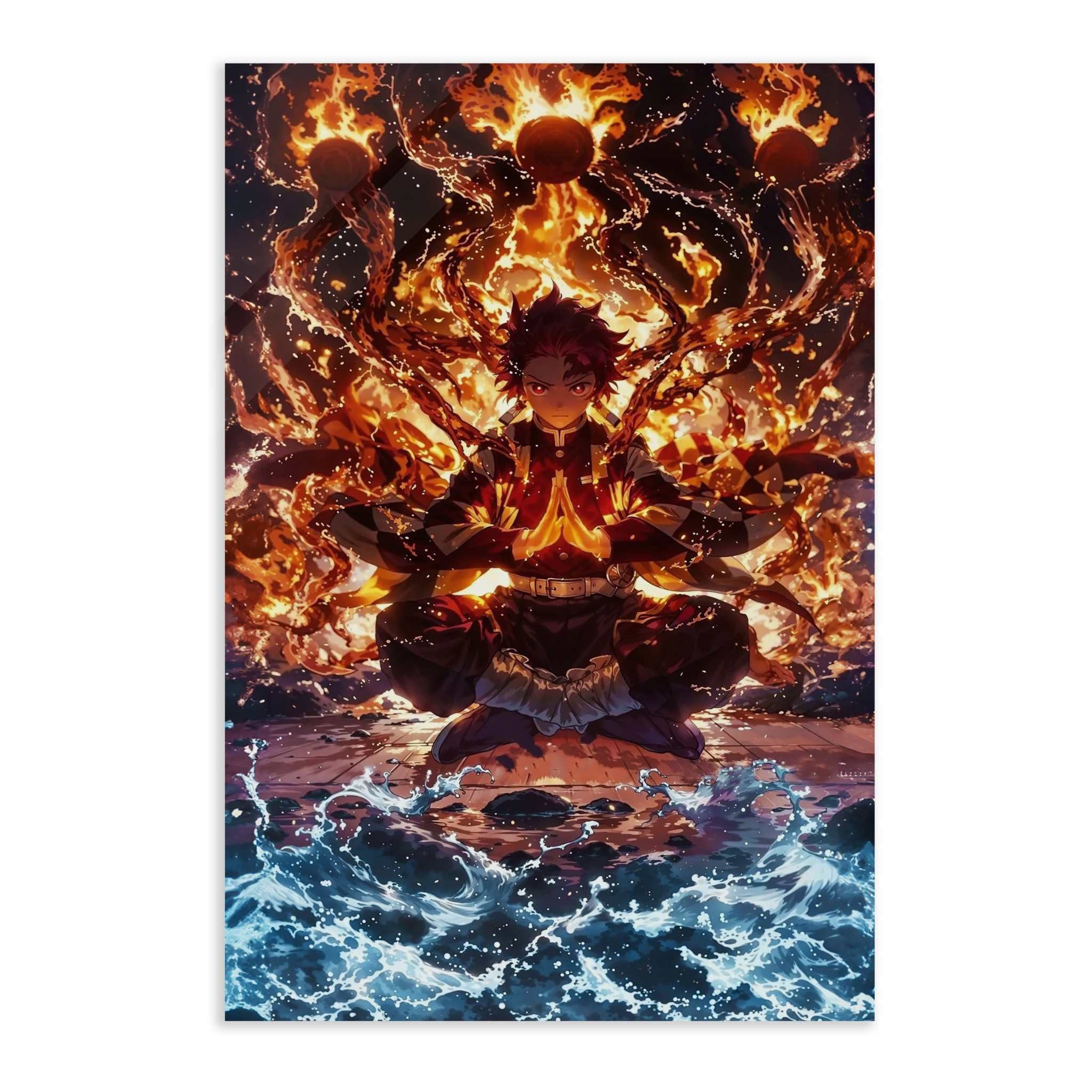 SimpleCanvas Wanddekoobjekt Tanjiro Meditation - Demon Slayer - Anime Leinwandbild, Wandbild Demon Slayer, Tanjiro Kamado beruhigend