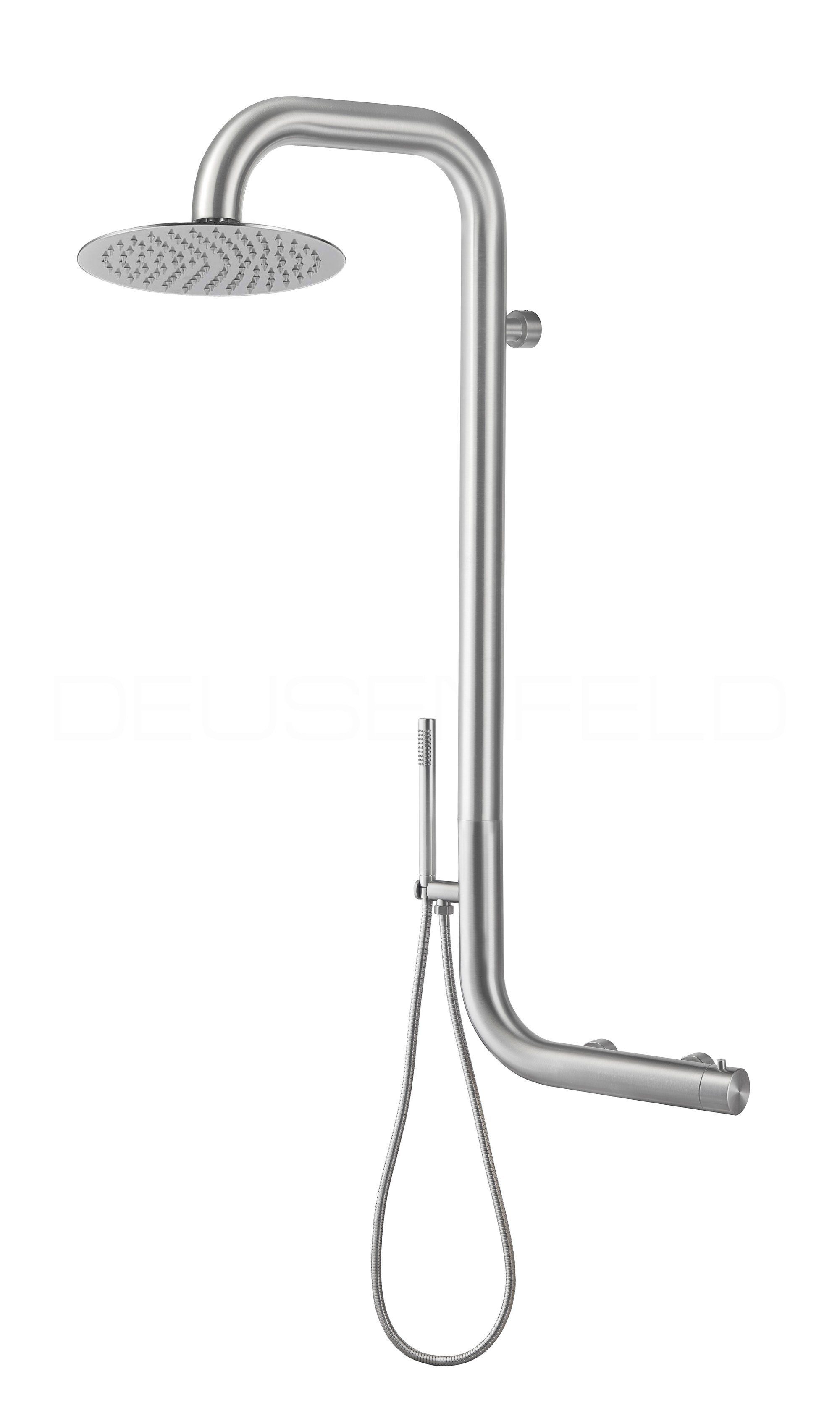 DEUSENFELD Duschsystem M8DS4510 "TUBE 10" Echt EDELSTAHL Indoor & Outdoor M8 Aufputz Dusche, SS316er Edelstahl