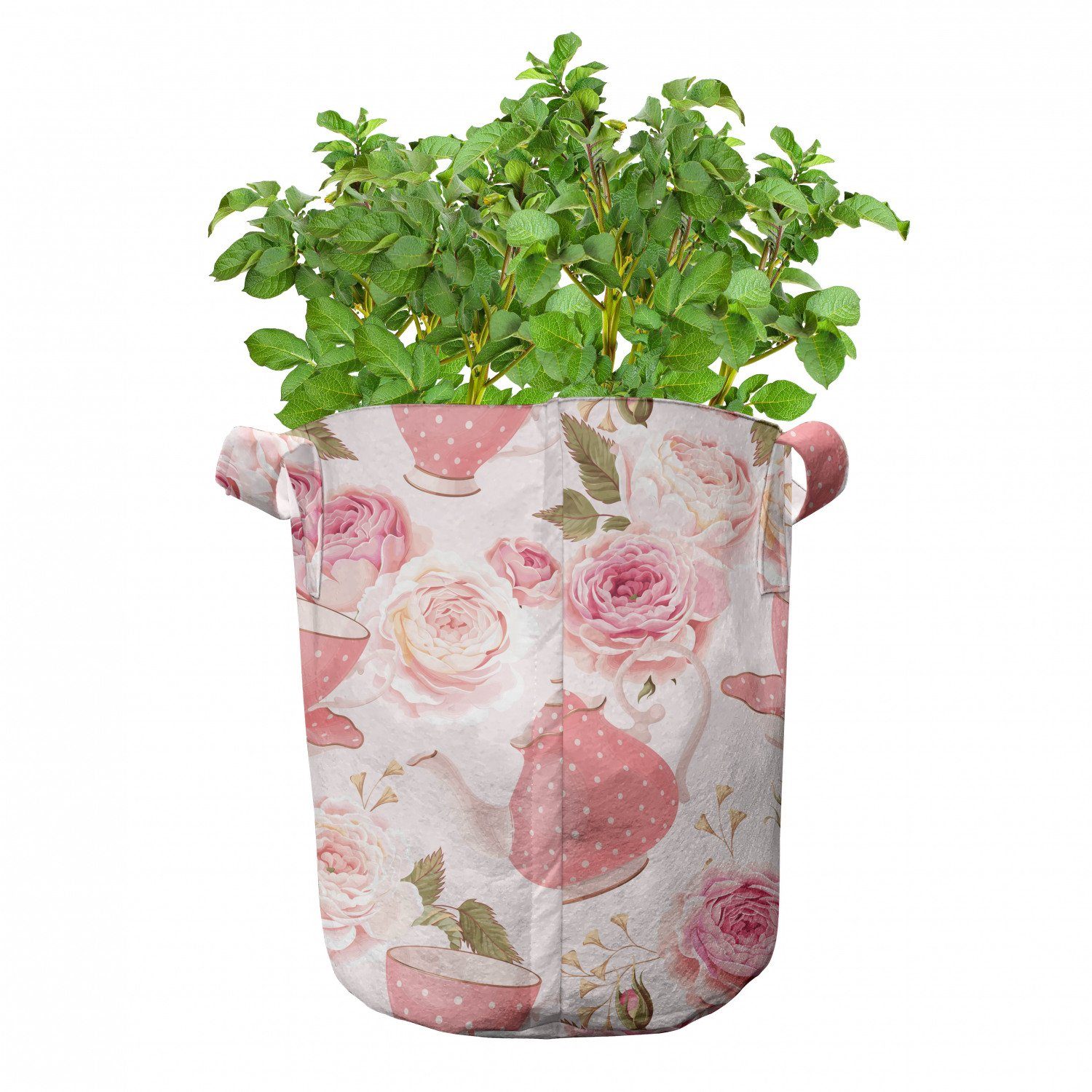 Abakuhaus Roses Pflanzkübel für Blumen Cups Griffen mit hochleistungsfähig Stofftöpfe Tea Vintage Pflanzen,