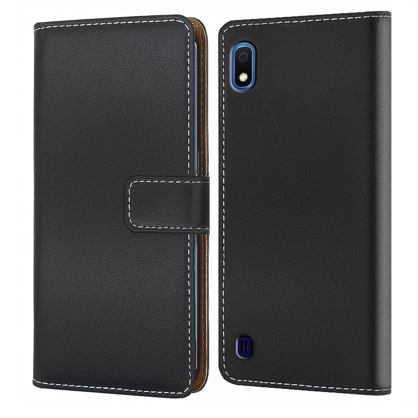 Numerva Handyhülle Bookstyle Etui Handytasche für Samsung Galaxy A10, Klapphülle Flip Cover Schwarz