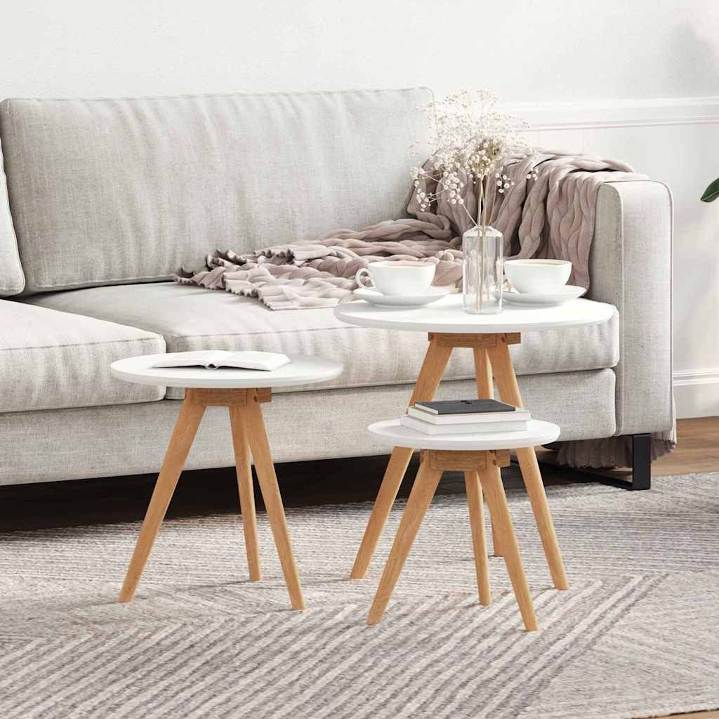 vidaXL Couchtisch Couchtisch 3 stk. Braun 50 x 50 x 46 cm Massivholz aus Walnuss (3-St)