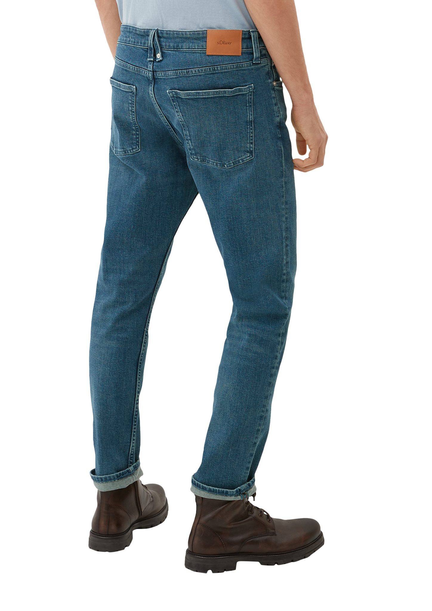 Waschung Leg Slim / Regular Fit Stoffhose / Jeans High / Rise s.Oliver blau