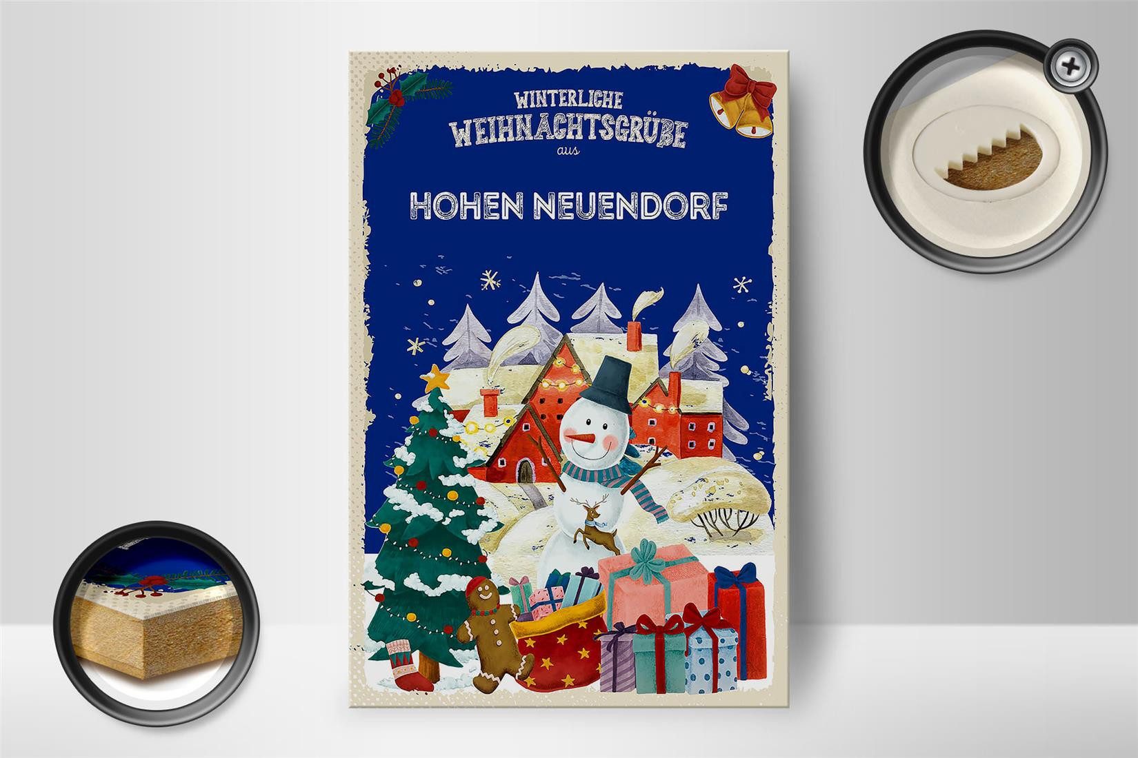 Femer GmbH Holzbild Weihnachtsgrüße HOHEN NEUENDORF 12x18 cm, Feste und Feiertage (1 St), Glatte Holzfaserplatte (MDF), vorn beschichtet