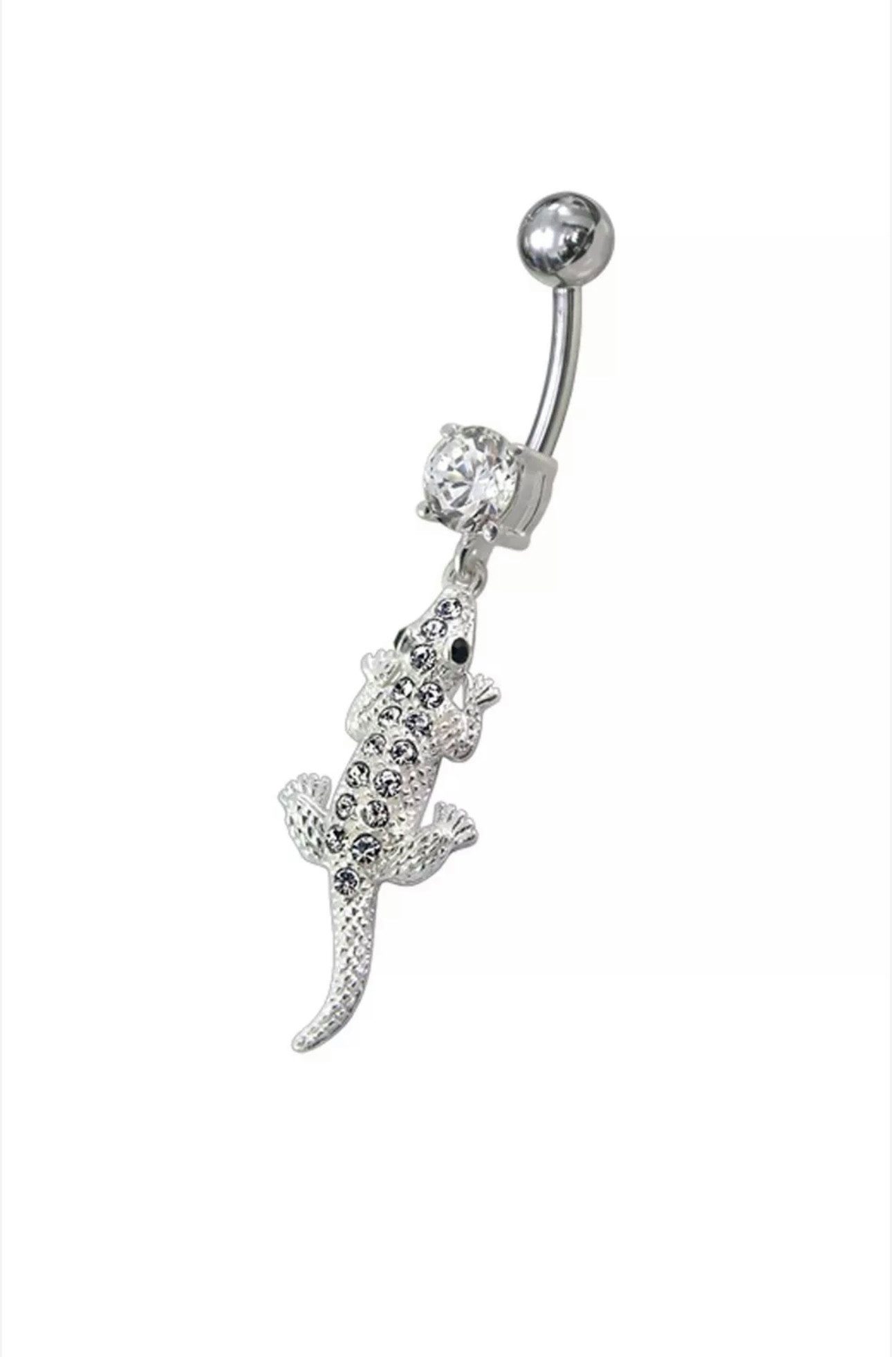 Karisma Schmuck Bauchnabelpiercing Silber 925 Anhänger Eidechse Nabel Stecker Zirkonia