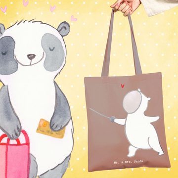 Mr. & Mrs. Panda Tragetasche Panda Fechten - Braun Pastell - Geschenk, Fecht Club, Danke, Fechter (1-tlg), Modisches Design