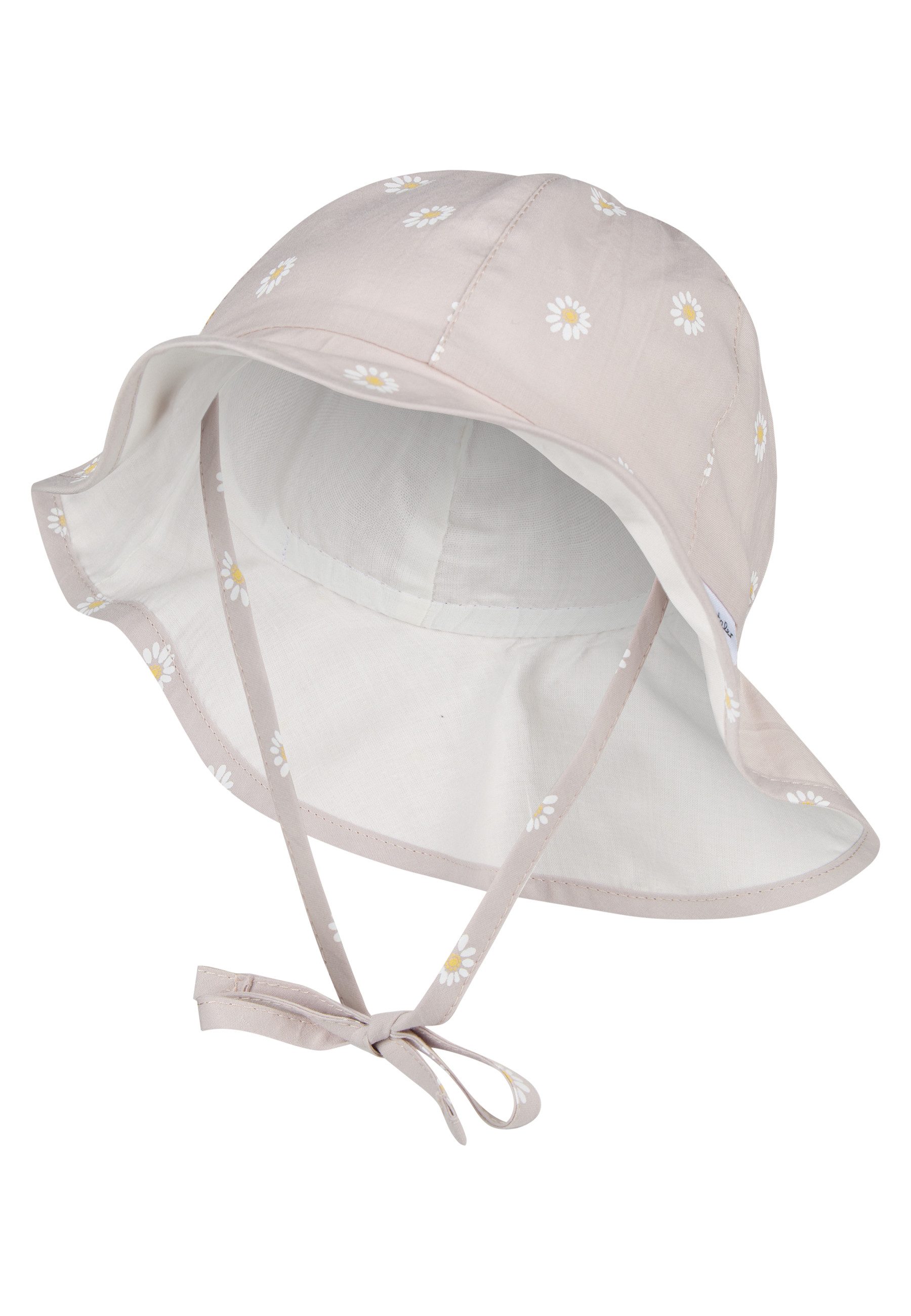 Sterntaler® Sonnenhut Sonnenhut Gänseblümchen (1-St) Sonnenhut mit Gänseblümchen, Gummi, Bindeband & Nackenschutz