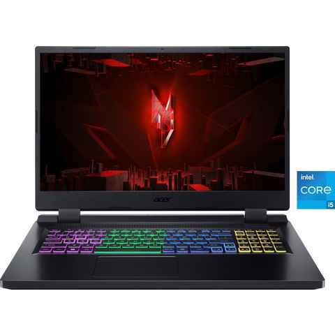 Acer Nitro 5 Laptop, Full-HD IPS Display, 16 GB RAM, Windows 11 Home, Gaming-Notebook (43,9 cm/17,3 Zoll, Intel Core i5 12450H, GeForce RTX 4050, 512 GB SSD, Thunderbolt™ 4, AN517-55-54BD)