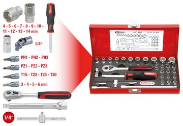 KS Tools Steckschlüssel (30 St), 1/4" Satz, 30-teilig